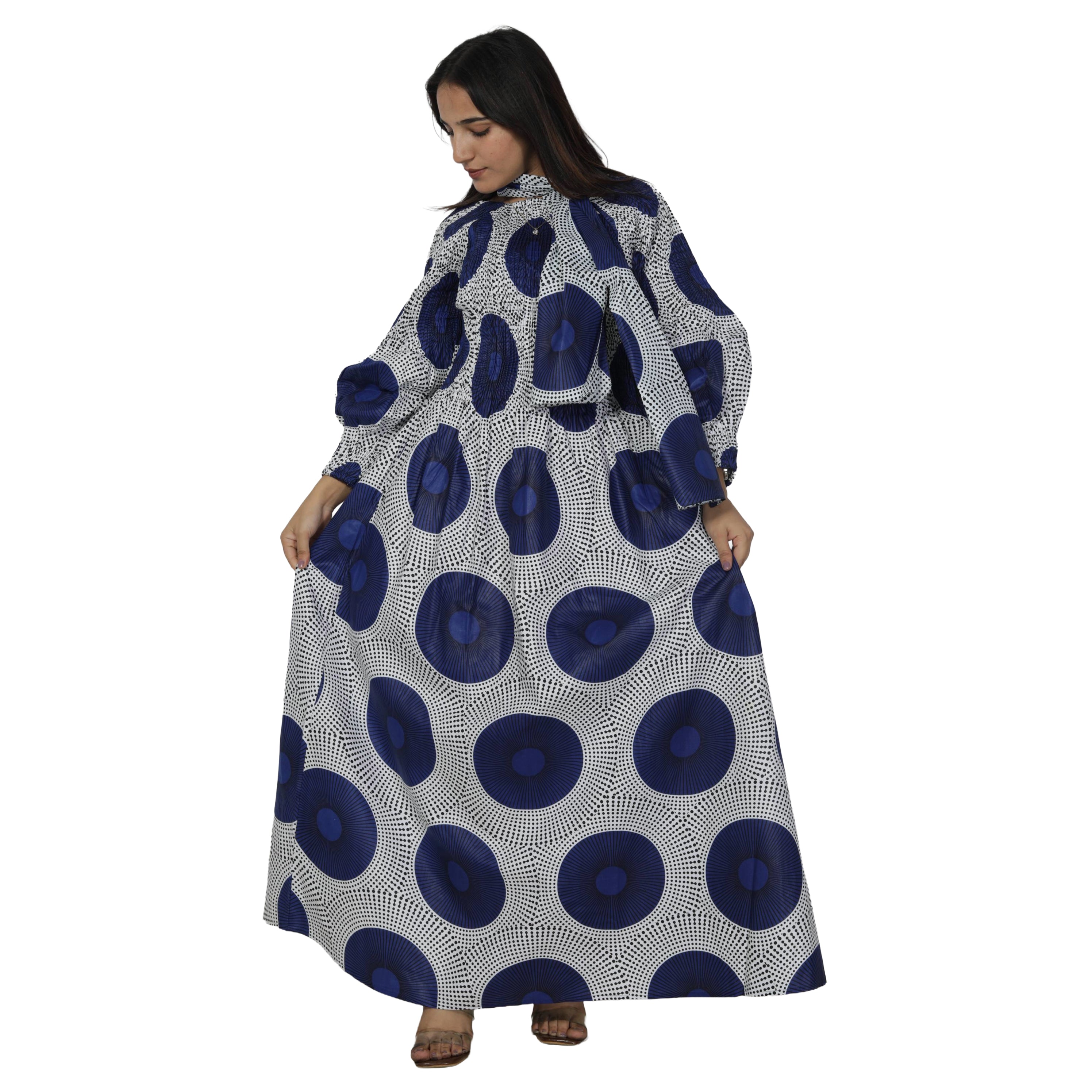 Women's African Printed Off Shoulder Maxi Dress -- FI-50084