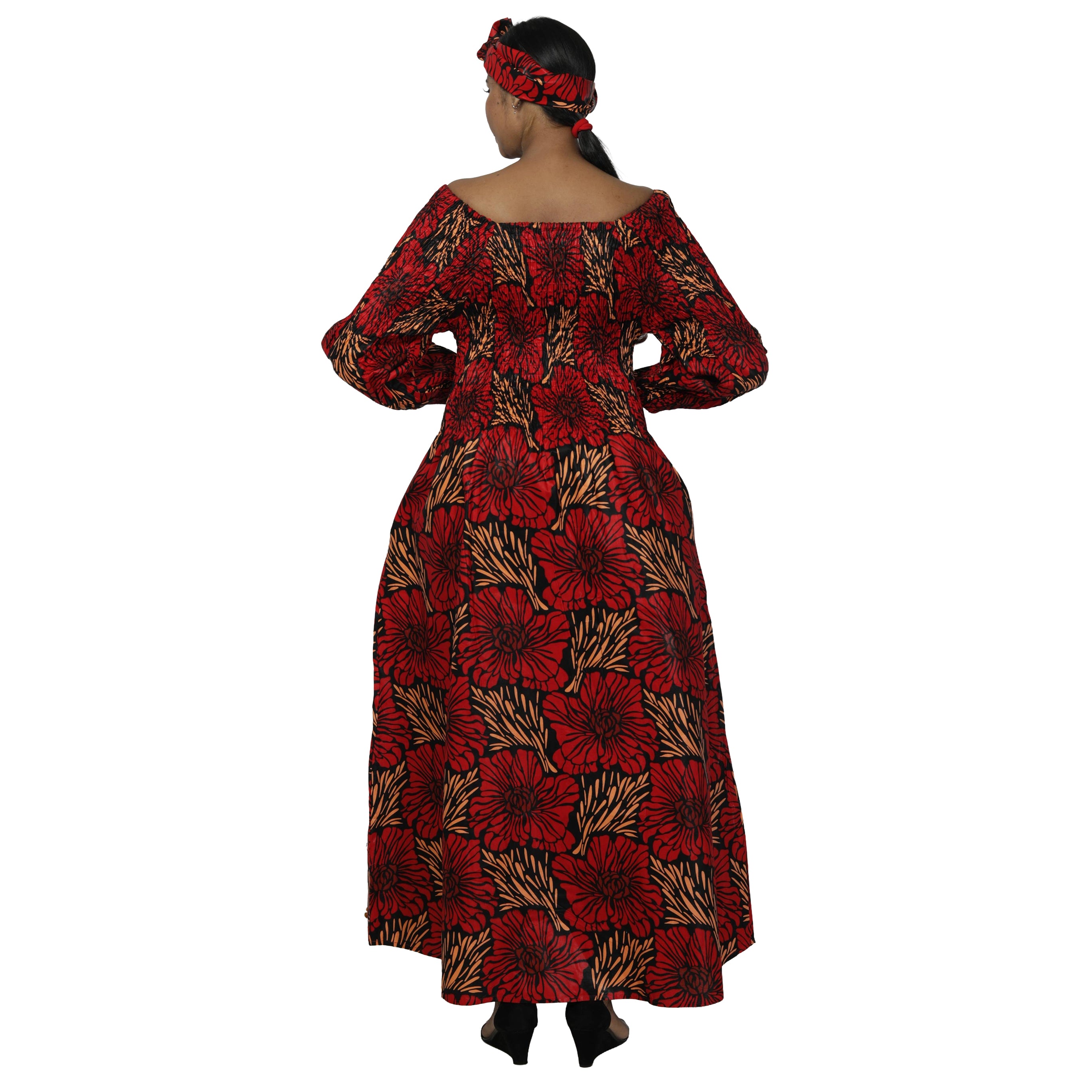 Women's African Printed Off Shoulder Maxi Dress -- FI-50084