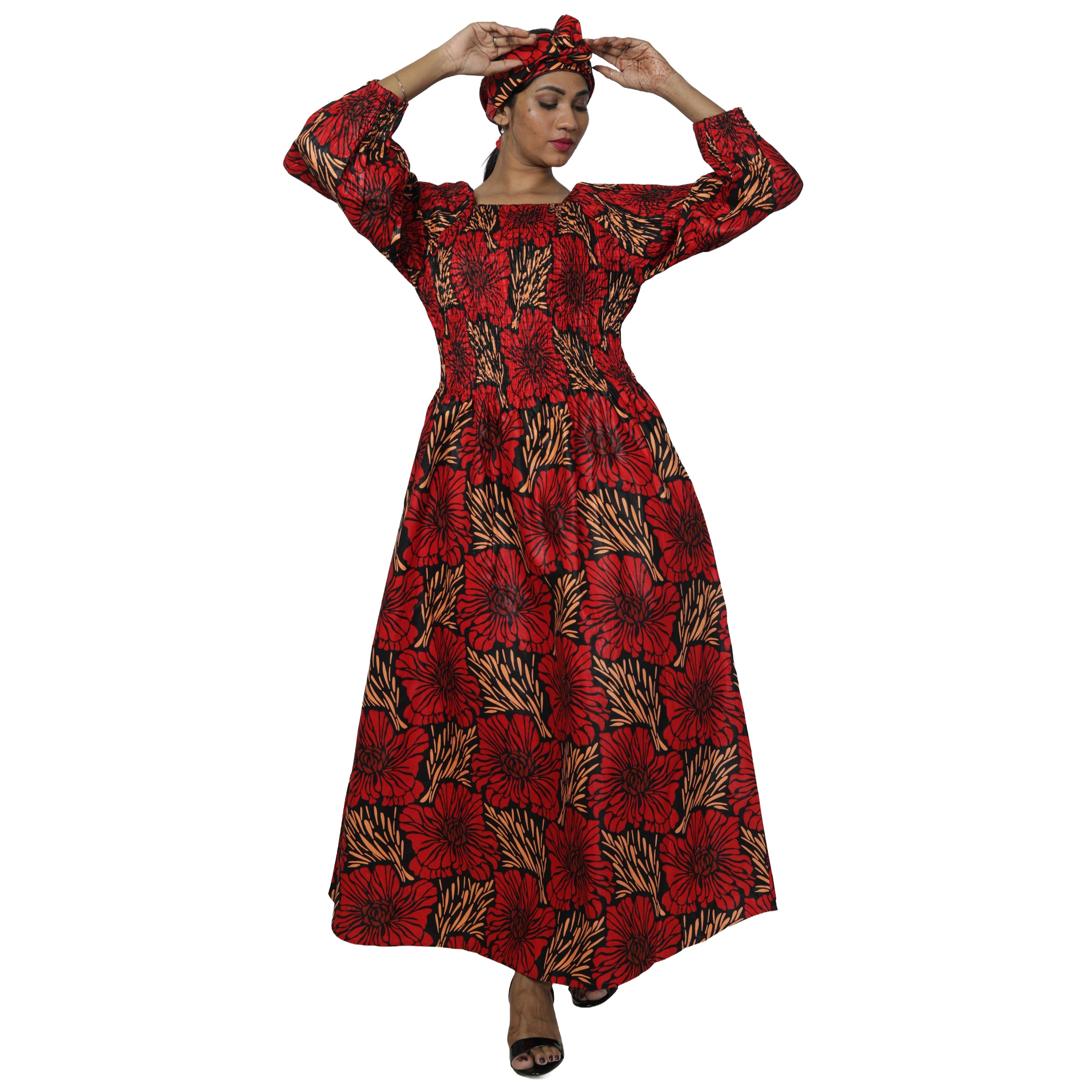 Women's African Printed Off Shoulder Maxi Dress -- FI-50084