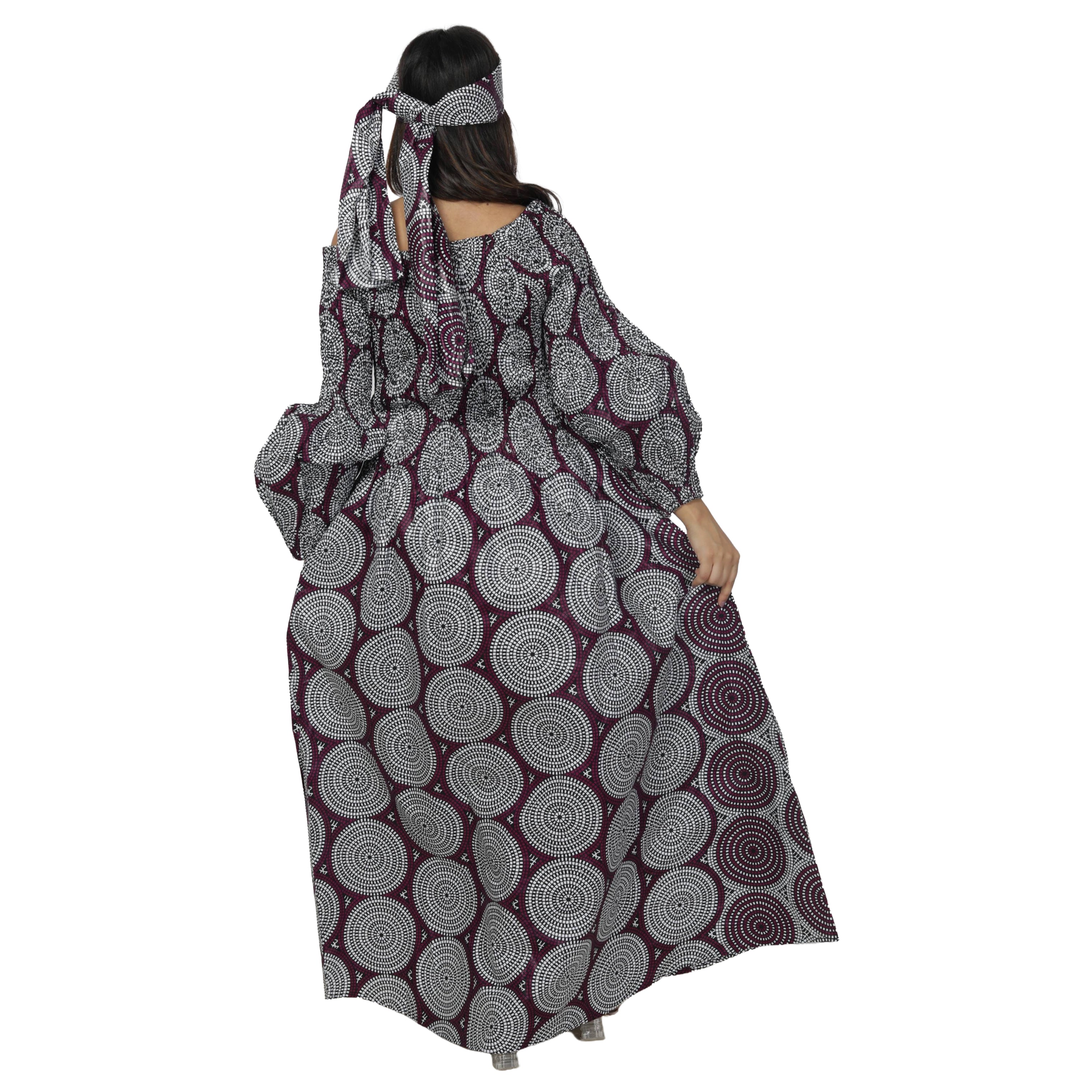 Women's African Printed Off Shoulder Maxi Dress -- FI-50084