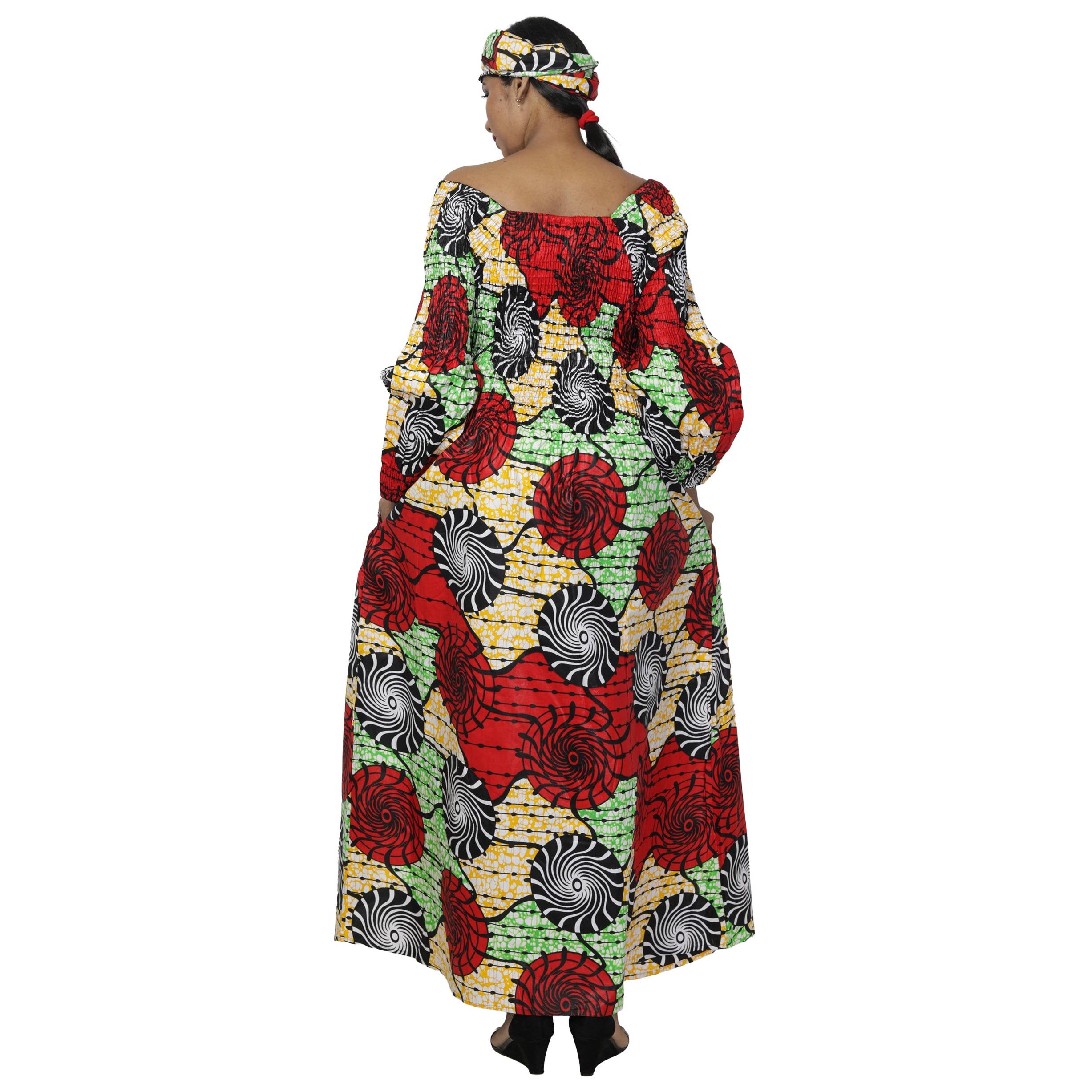 Women's African Printed Off Shoulder Maxi Dress -- FI-50084
