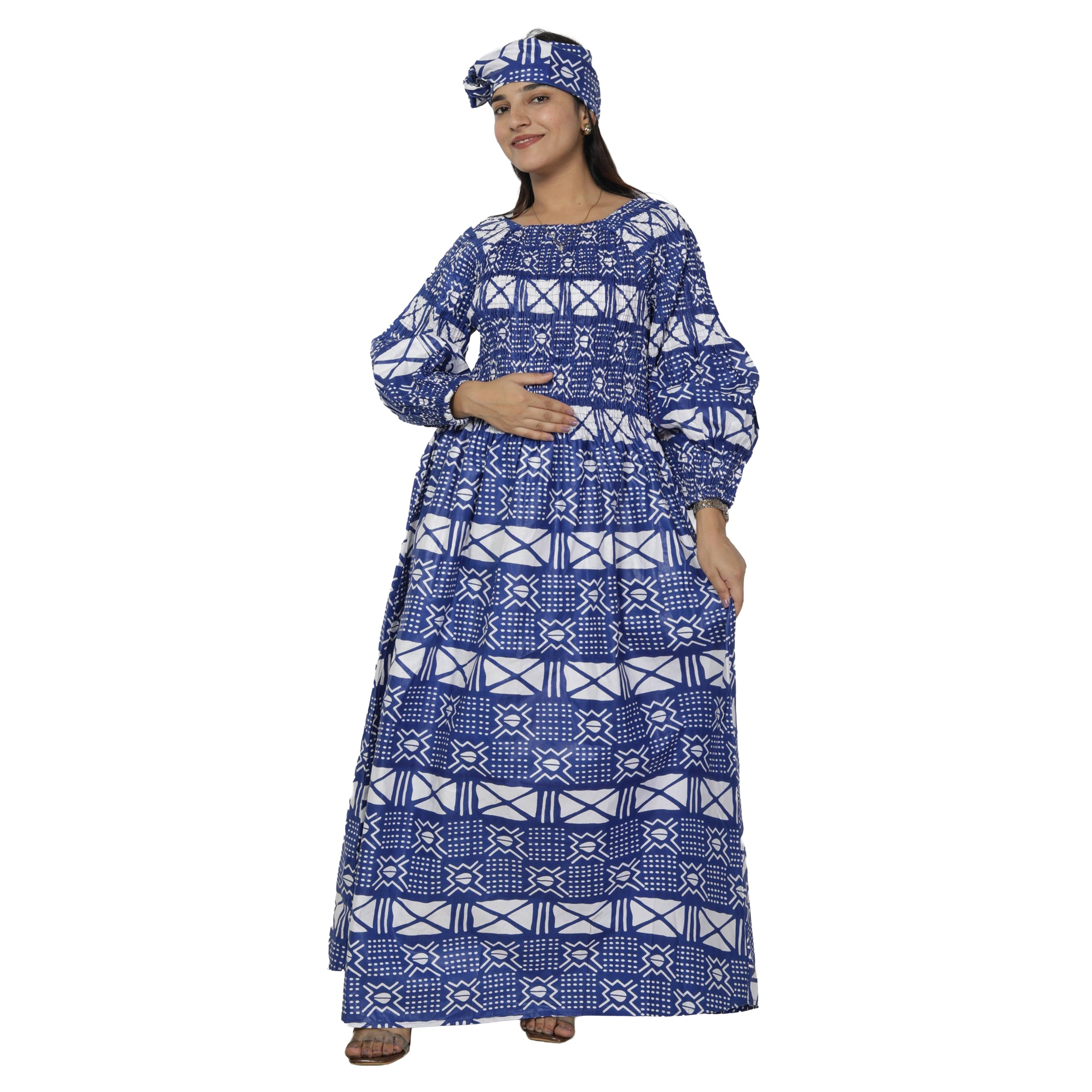 Women's African Printed Off Shoulder Maxi Dress -- FI-50084