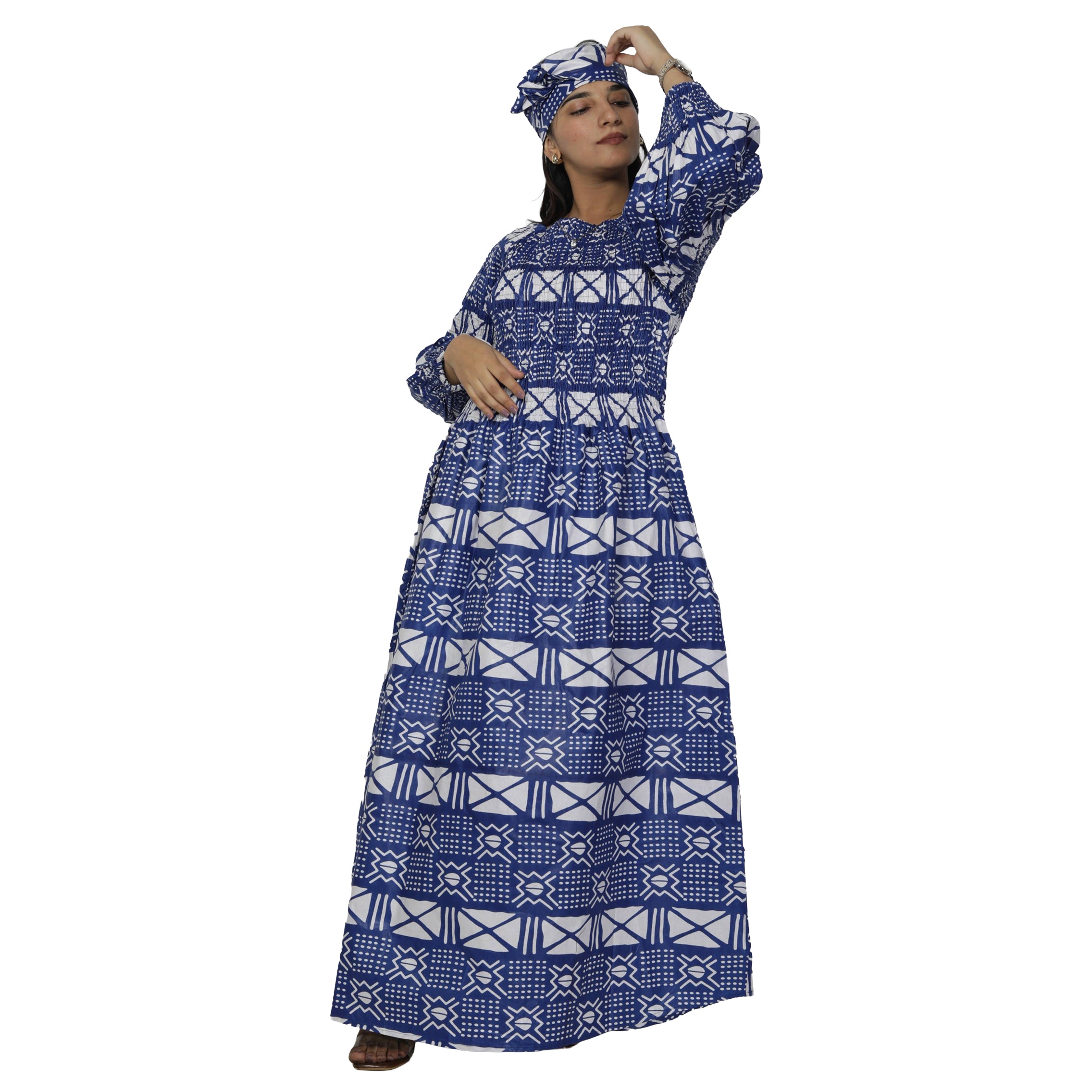 Women's African Printed Off Shoulder Maxi Dress -- FI-50084