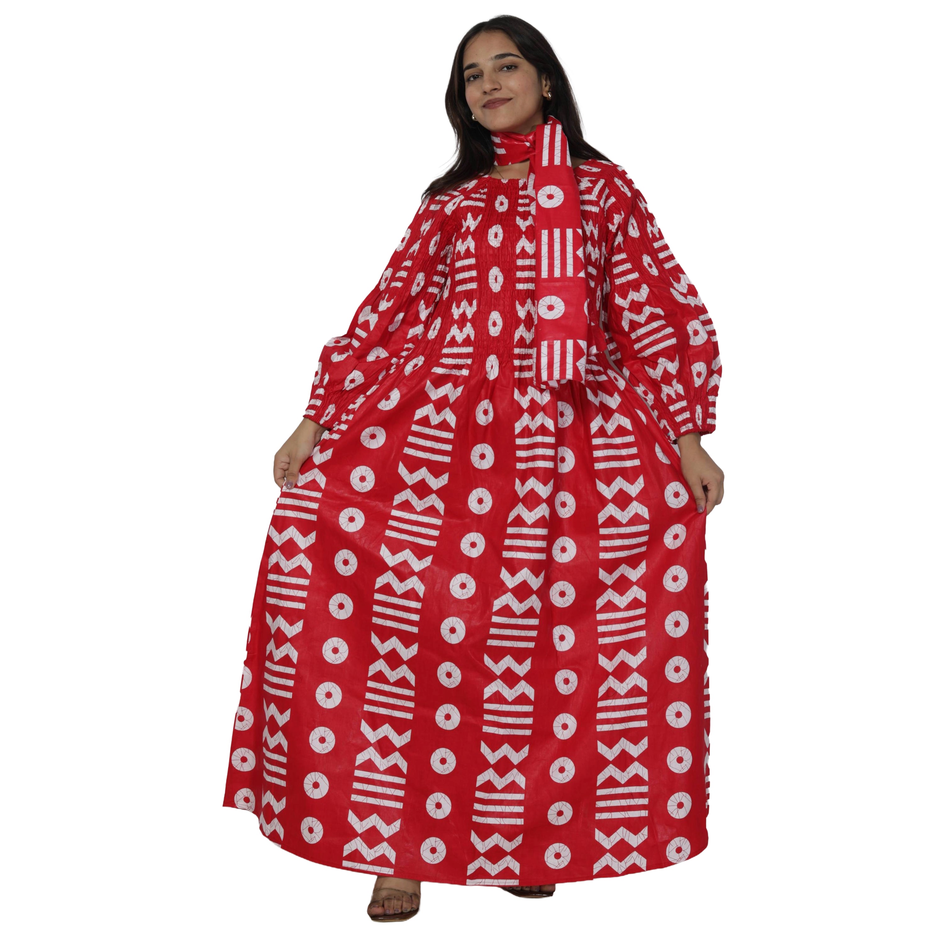 Women's African Printed Off Shoulder Maxi Dress -- FI-50084