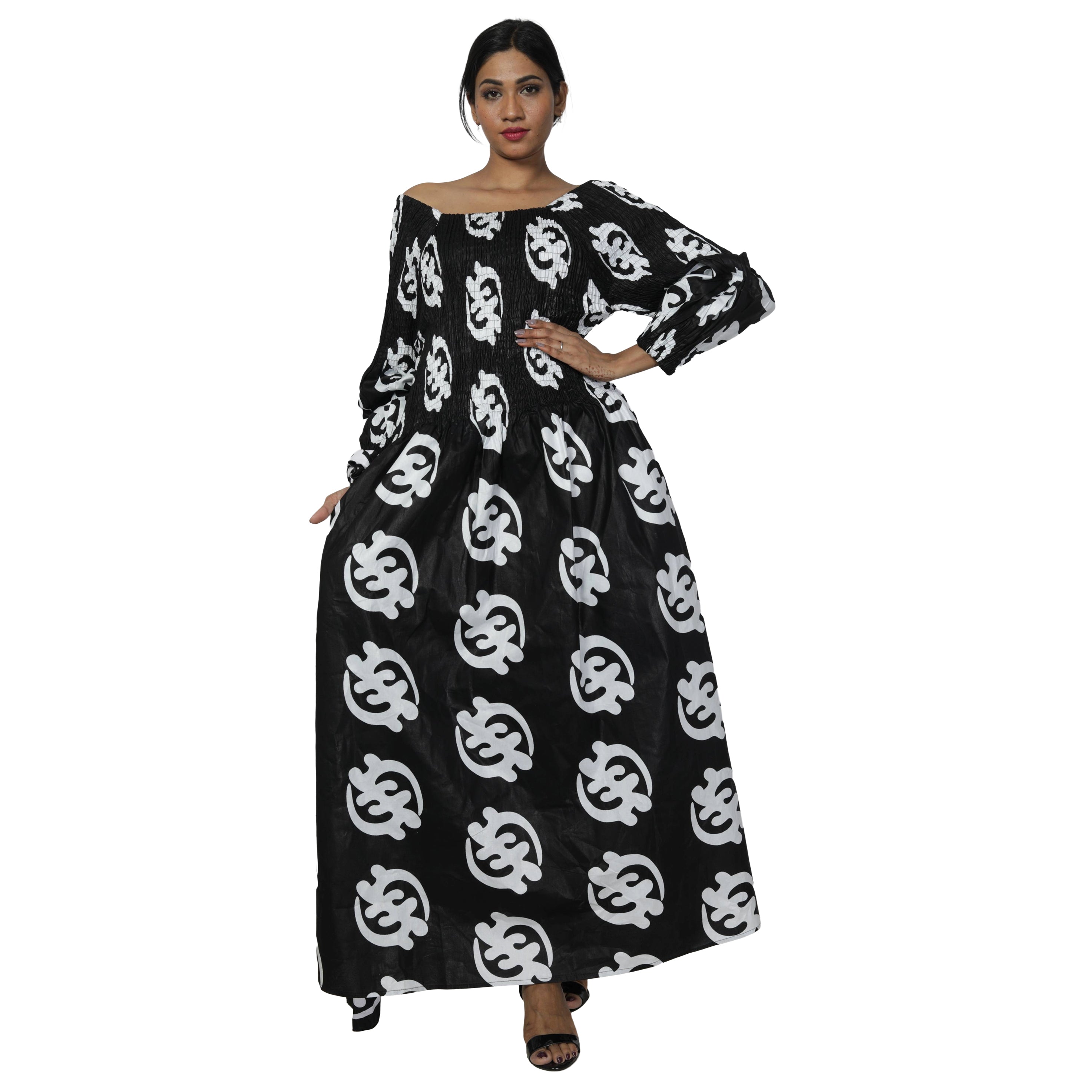 Women's African Printed Off Shoulder Maxi Dress -- FI-50084