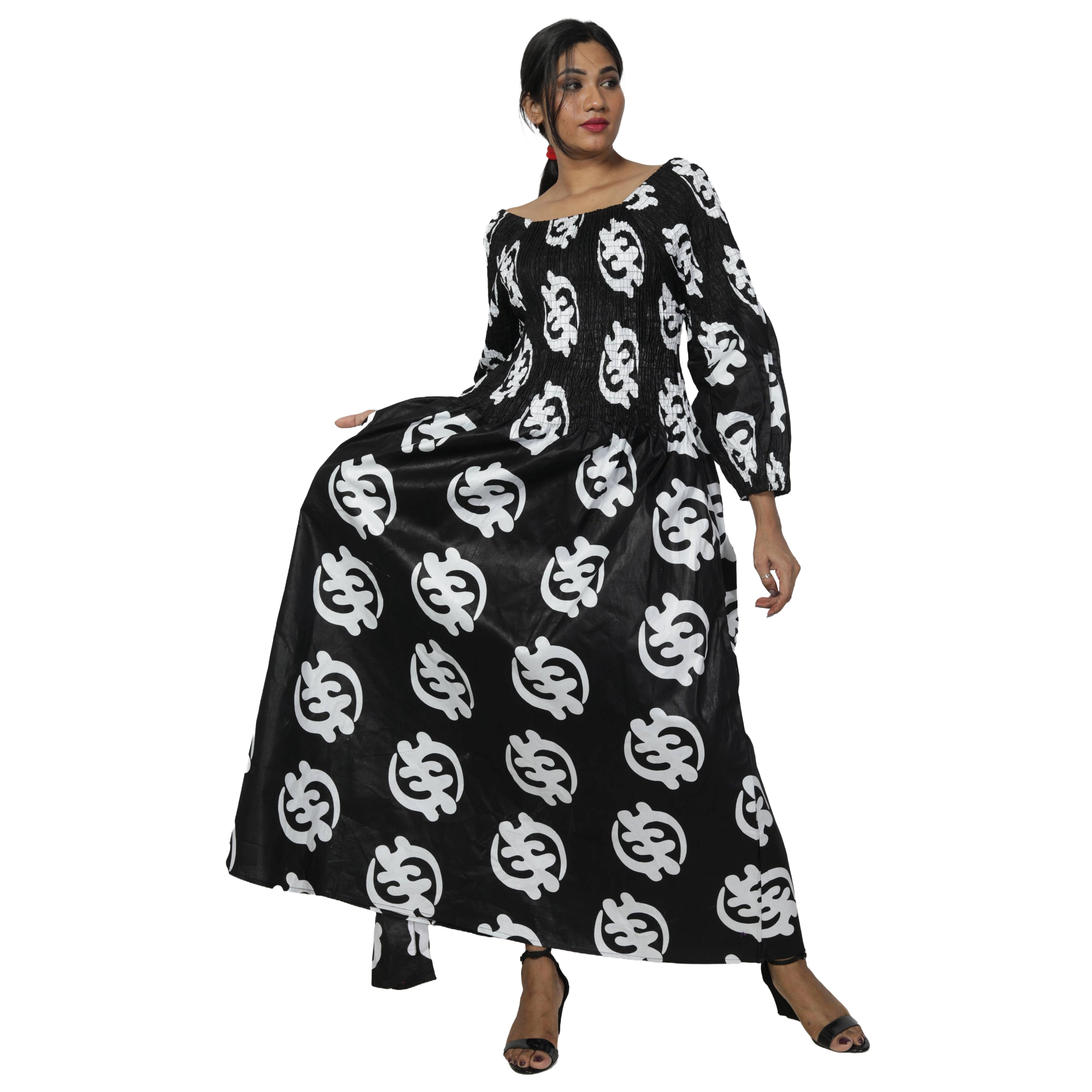 Women's African Printed Off Shoulder Maxi Dress -- FI-50084