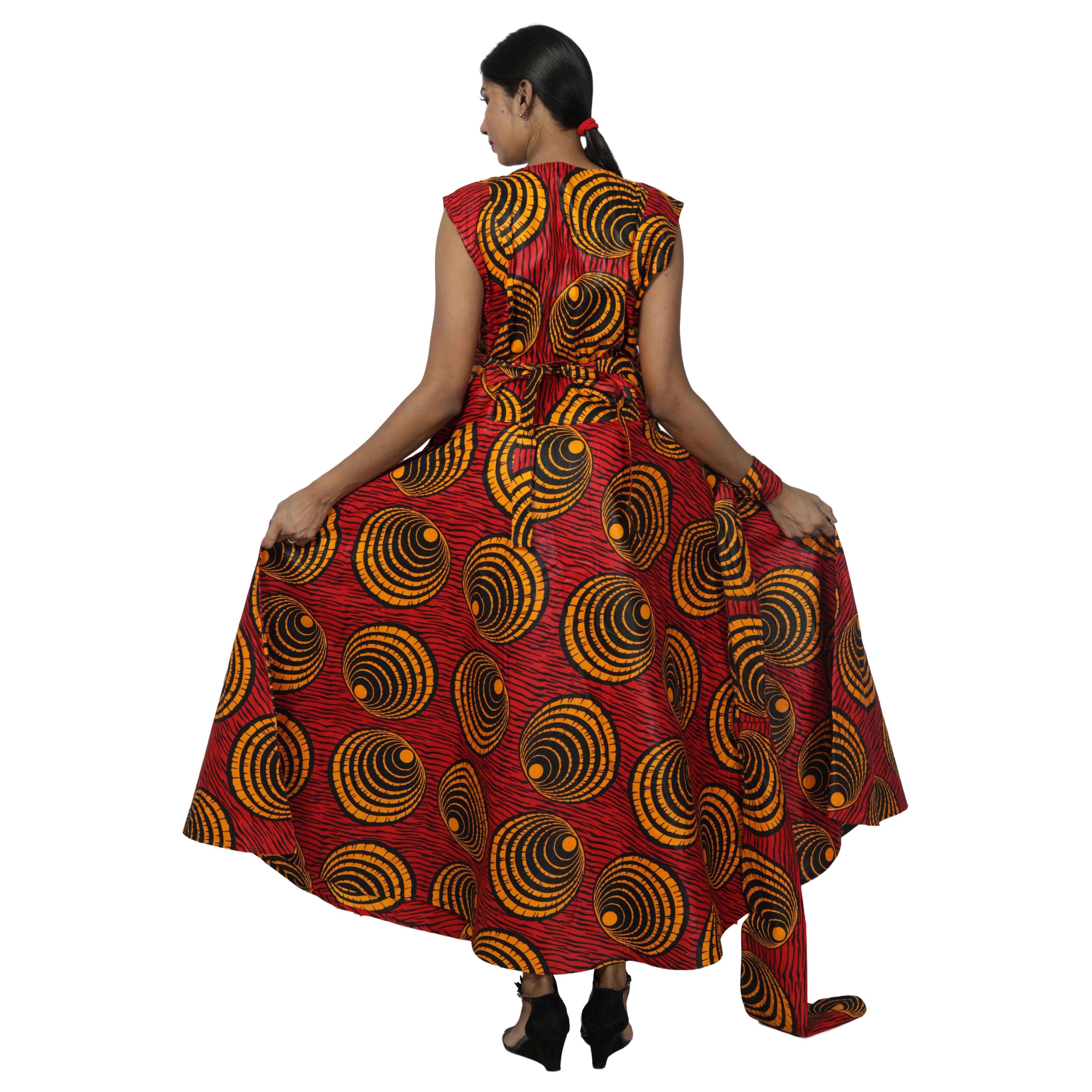 Women's V-Neck Cut Sleeves Maxi Dress -- FI-55 C/S