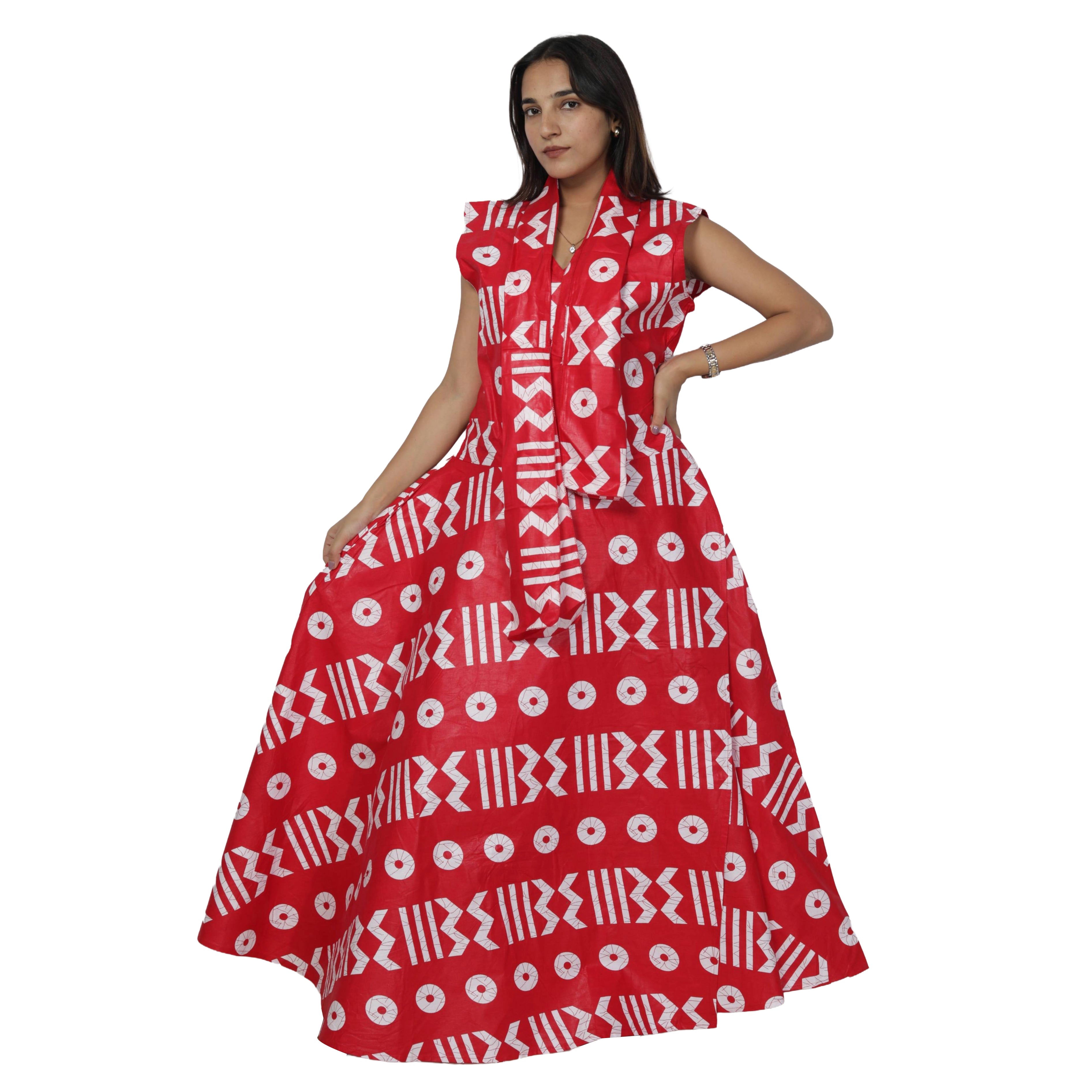 Women's V-Neck Cut Sleeves Maxi Dress -- FI-55 C/S