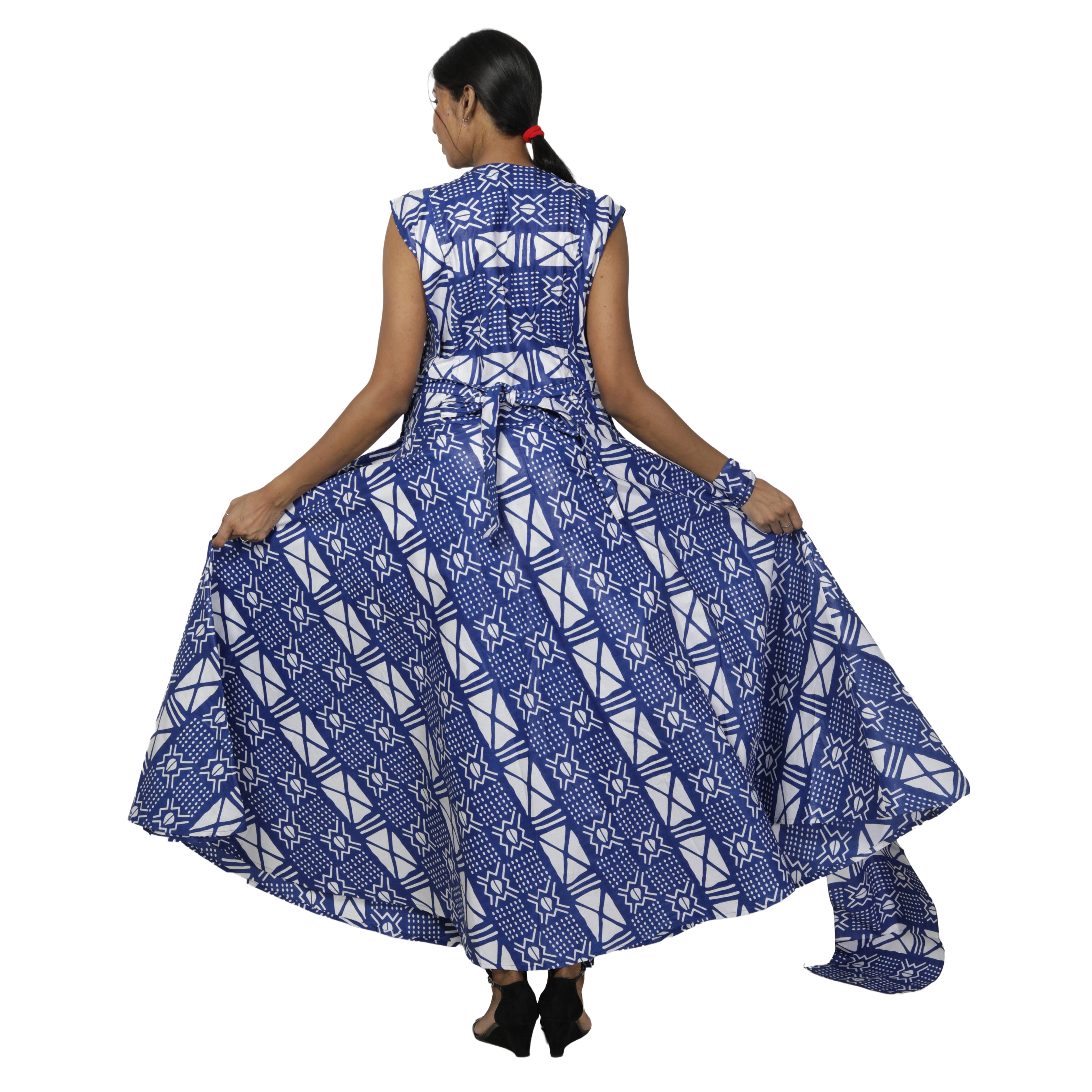 Women's V-Neck Cut Sleeves Maxi Dress -- FI-55 C/S