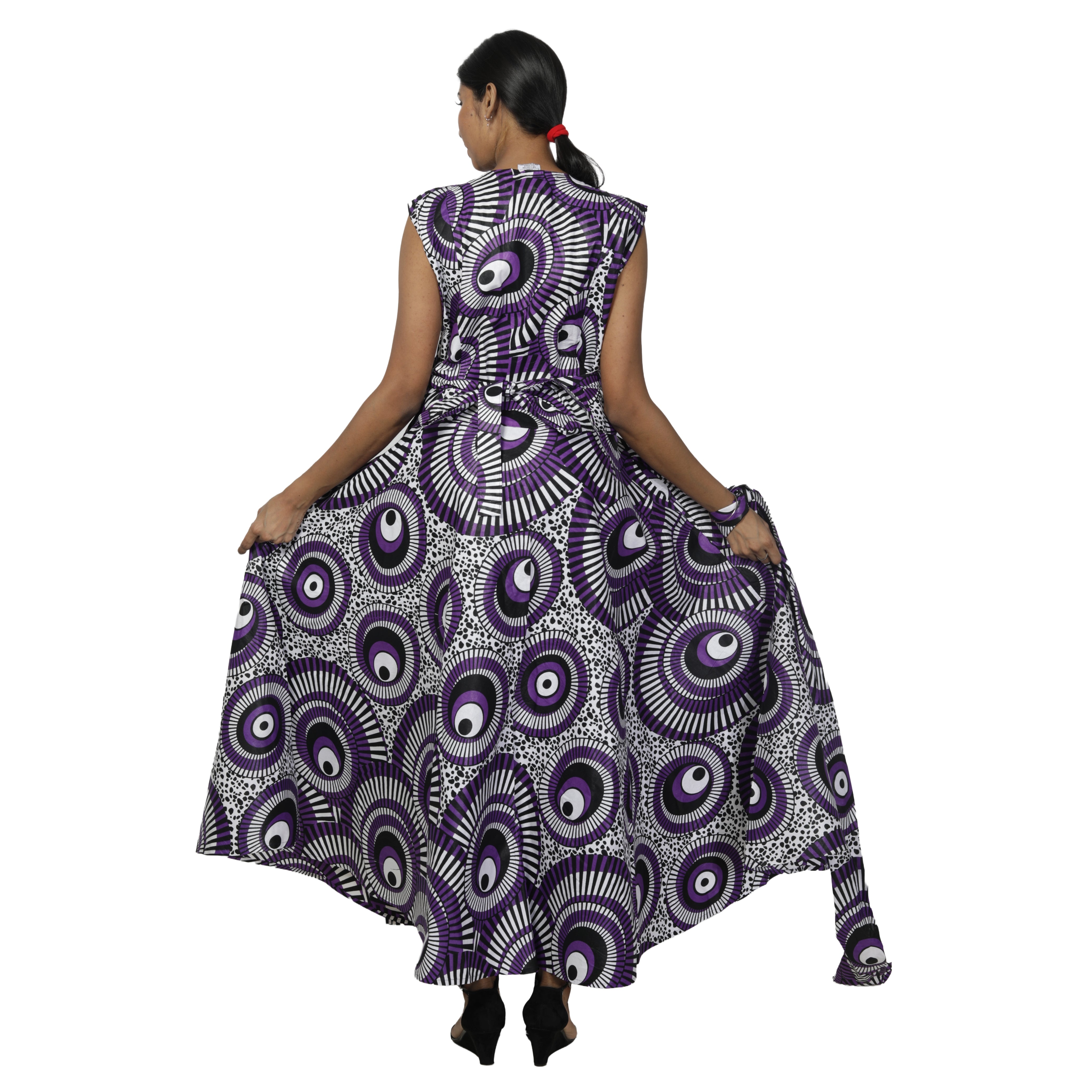 Women's V-Neck Cut Sleeves Maxi Dress -- FI-55 C/S