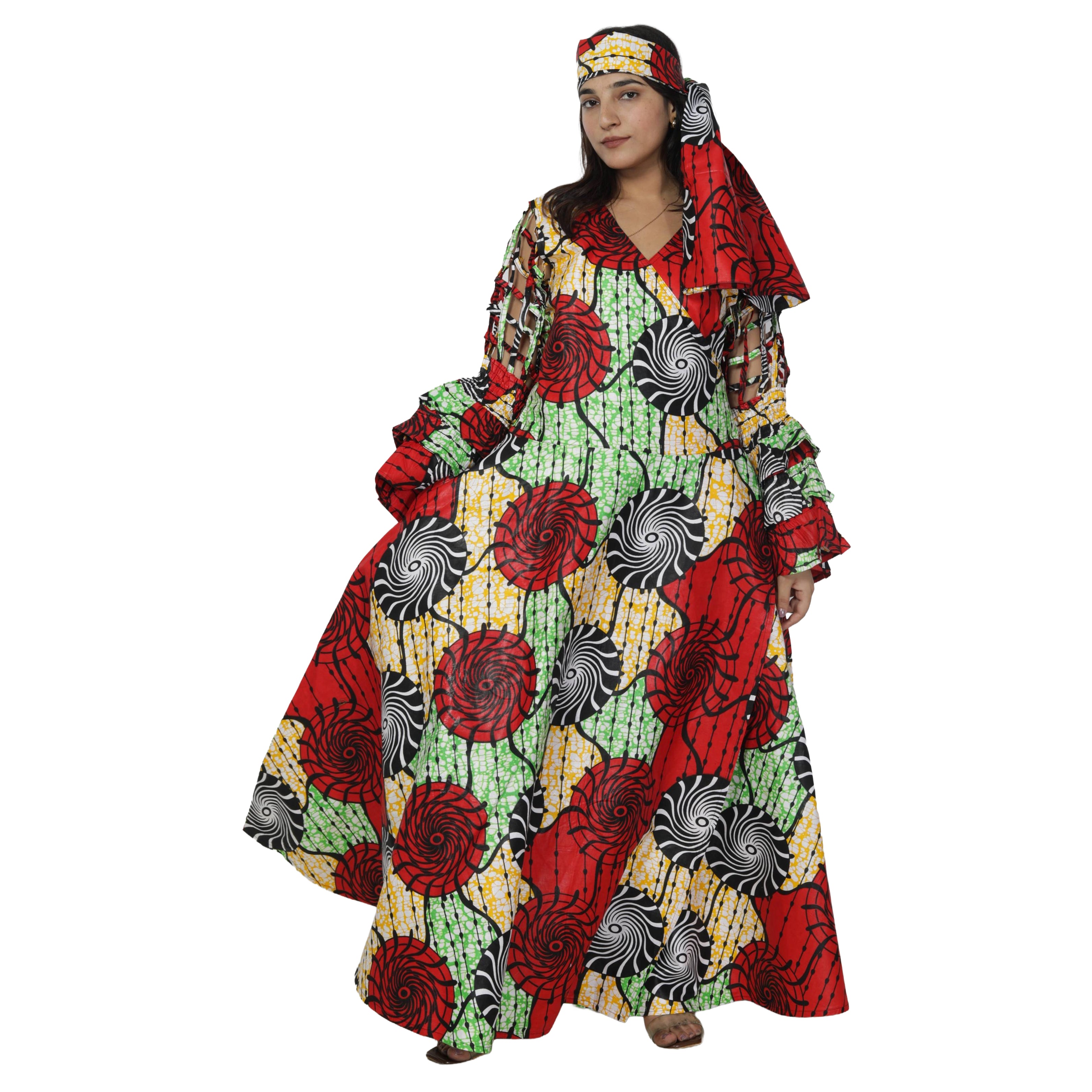 Women's Cage Sleeve Maxi Wrap Dress -- FI-ST71 FS