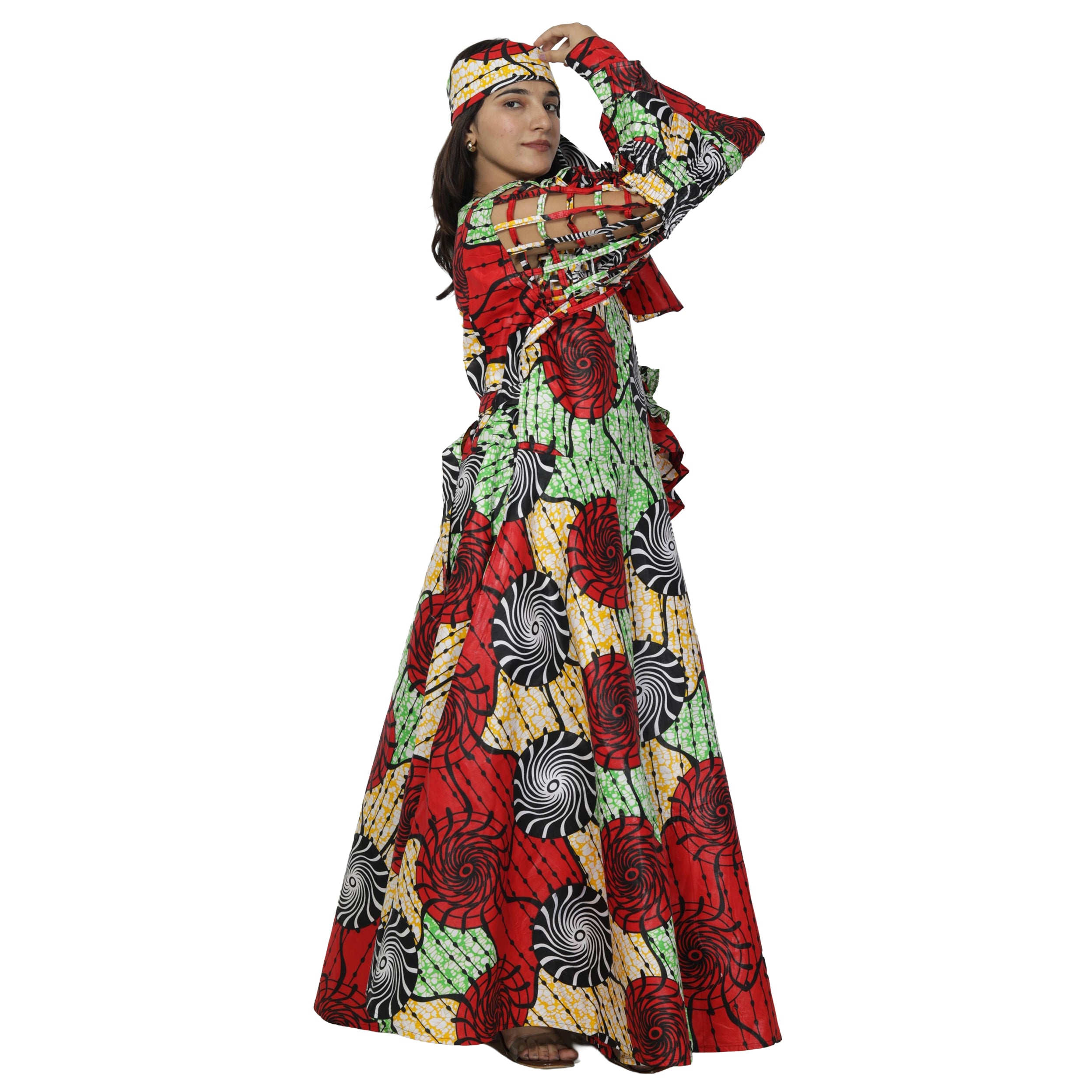 Women's Cage Sleeve Maxi Wrap Dress -- FI-ST71 FS