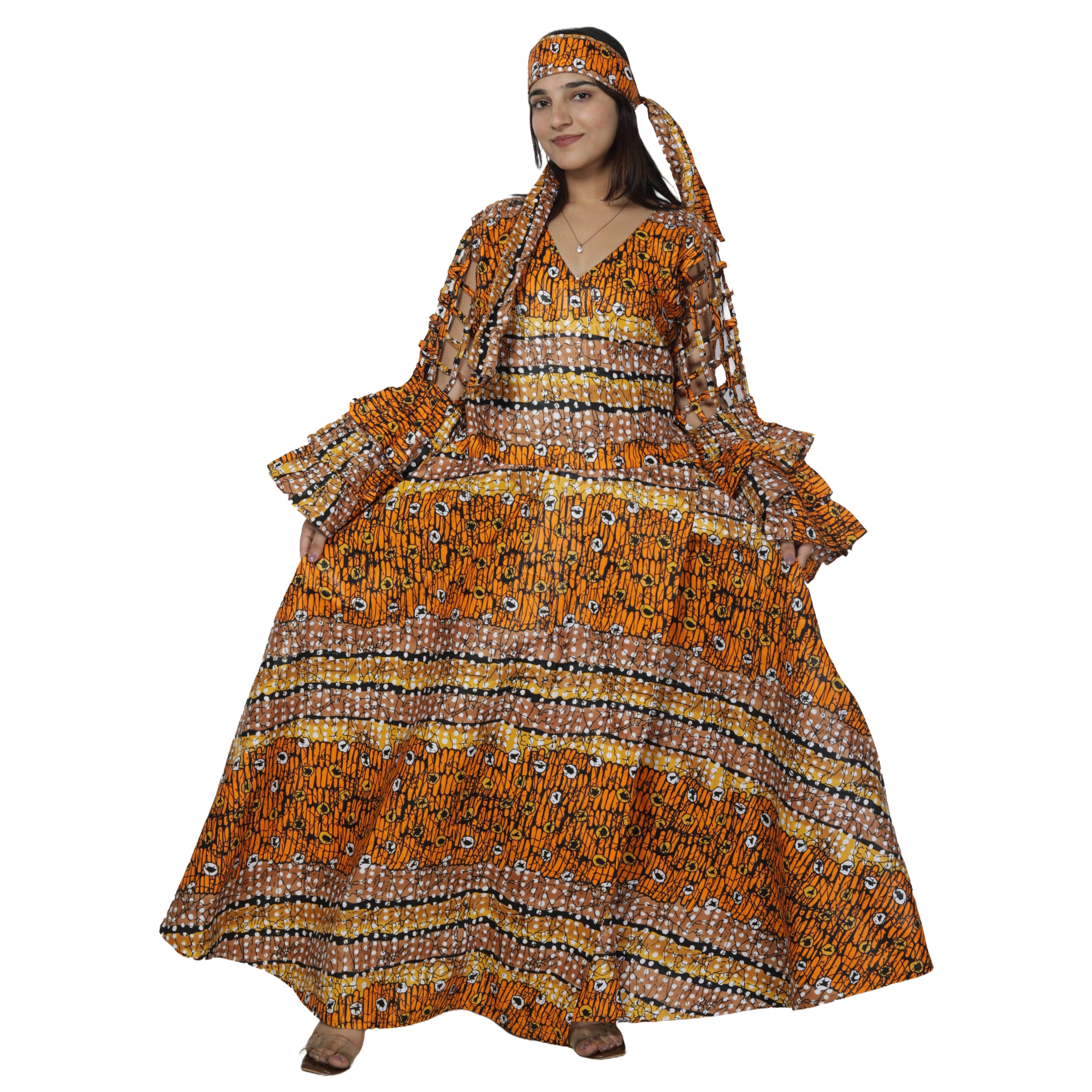 Women's Cage Sleeve Maxi Wrap Dress -- FI-ST71 FS