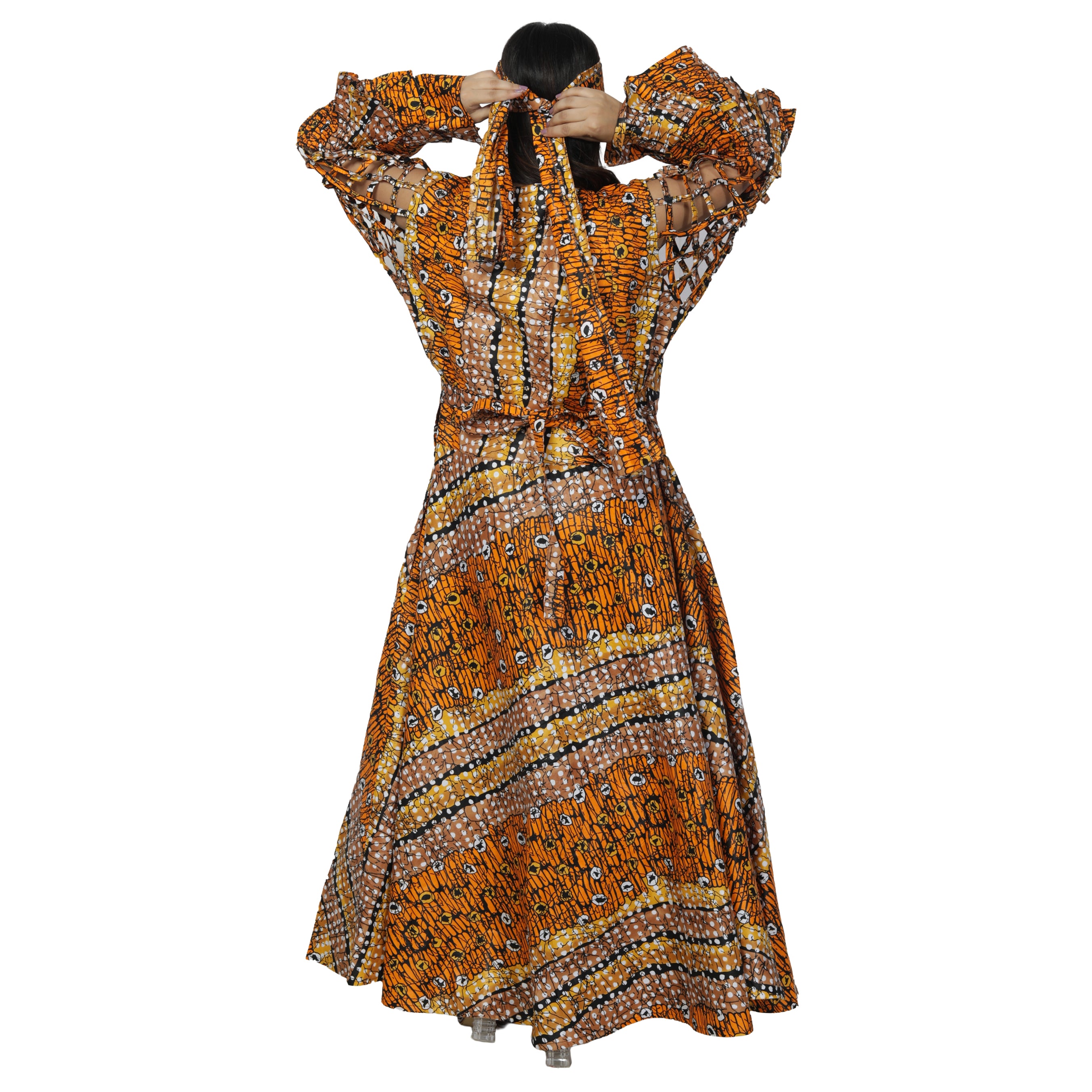 Women's Cage Sleeve Maxi Wrap Dress -- FI-ST71 FS