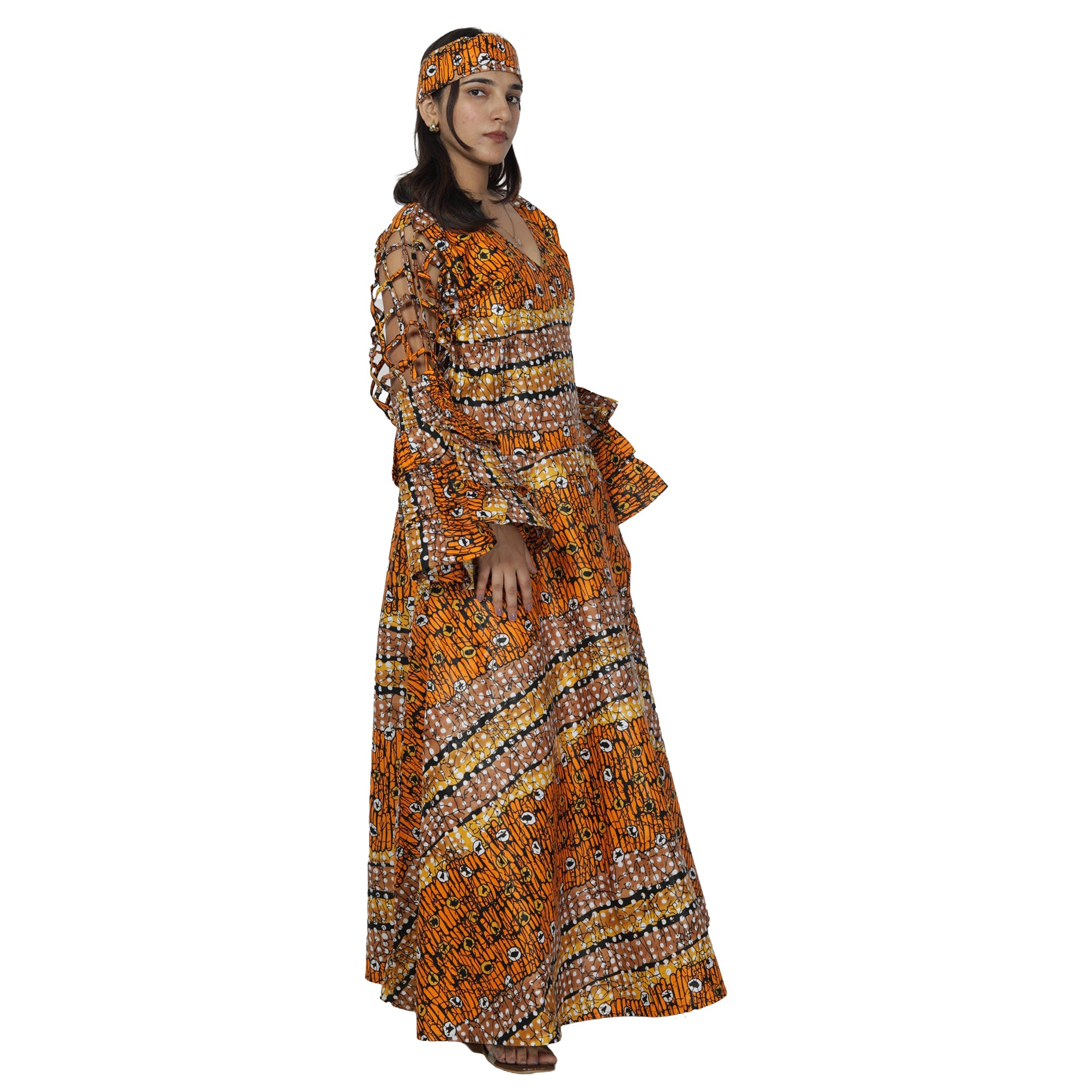 Women's Cage Sleeve Maxi Wrap Dress -- FI-ST71 FS