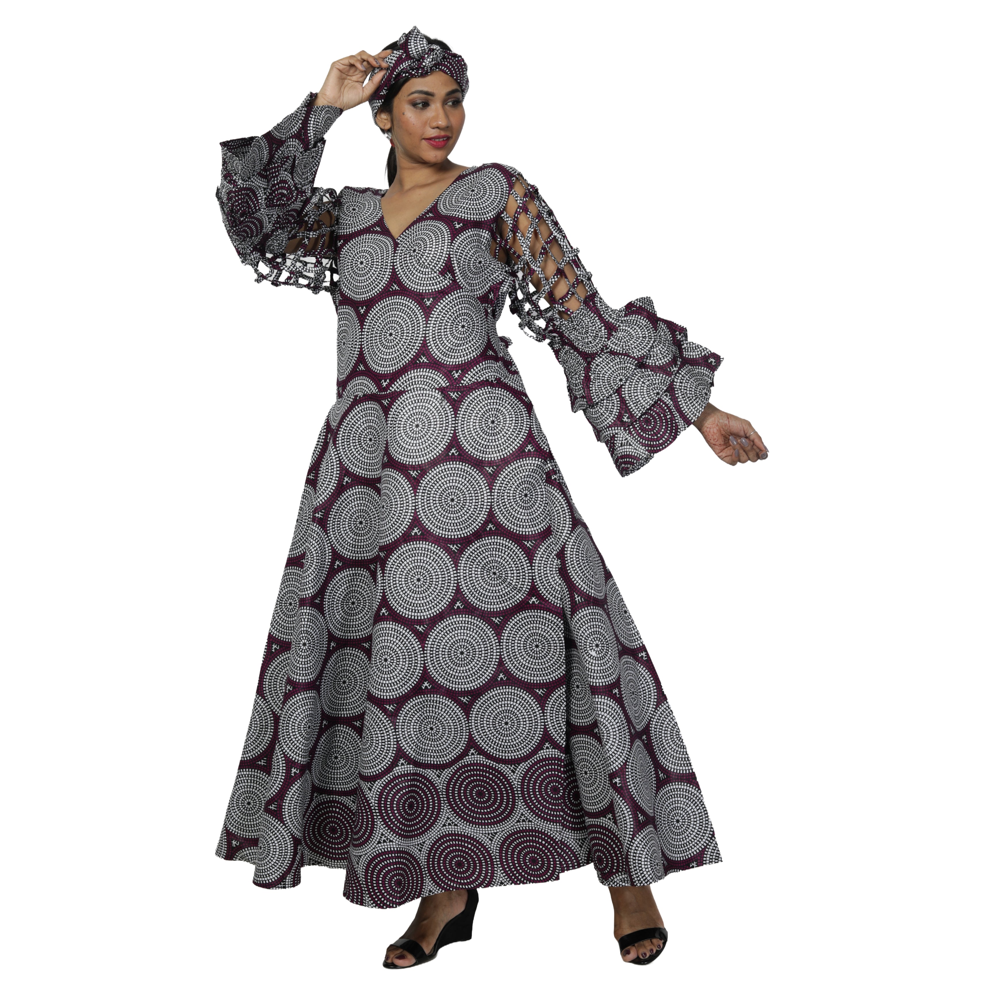 Women's Cage Sleeve Maxi Wrap Dress -- FI-ST71 FS