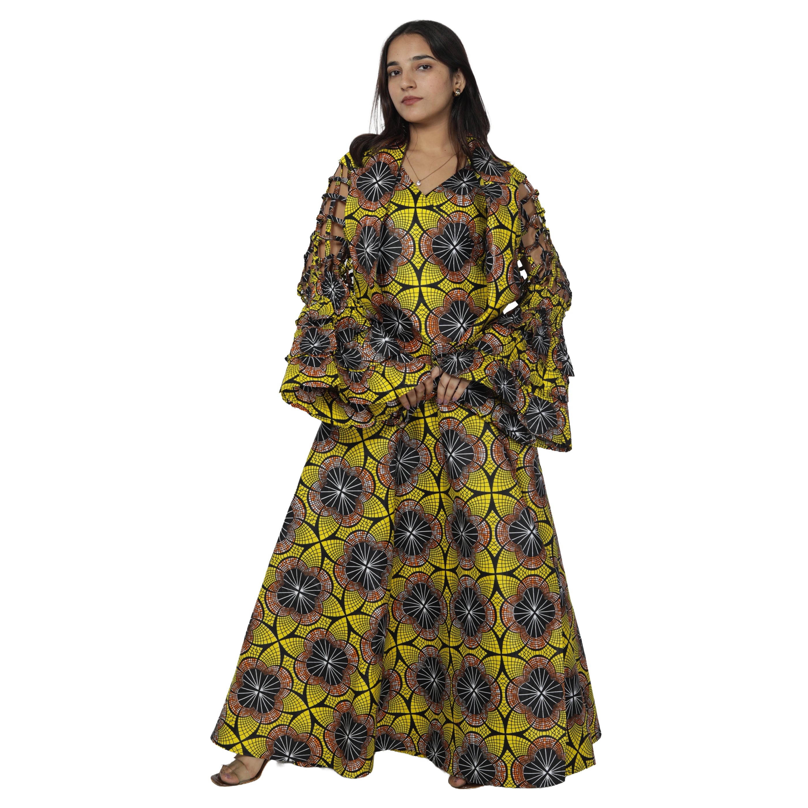 Women's Cage Sleeve Maxi Wrap Dress -- FI-ST71 FS