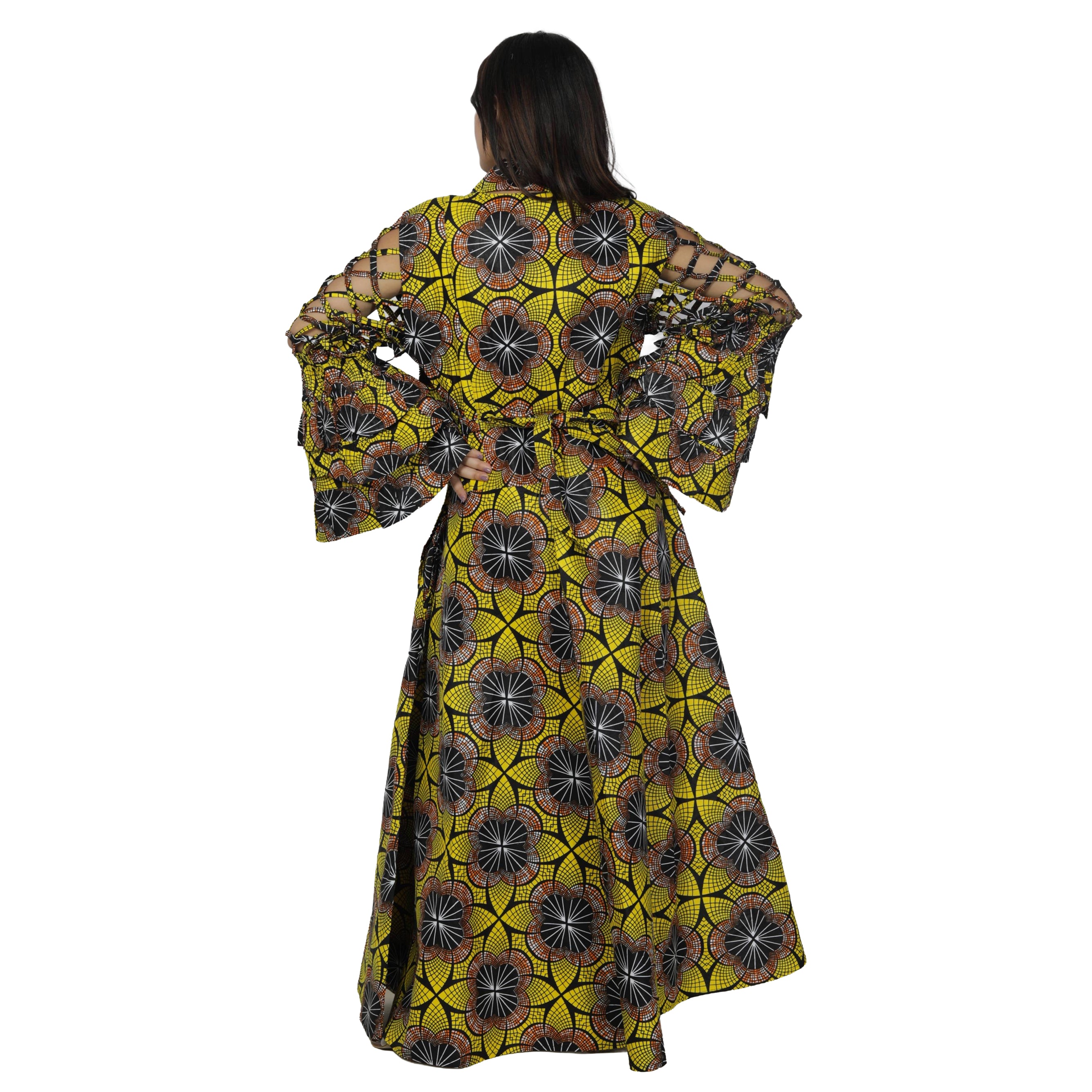 Women's Cage Sleeve Maxi Wrap Dress -- FI-ST71 FS