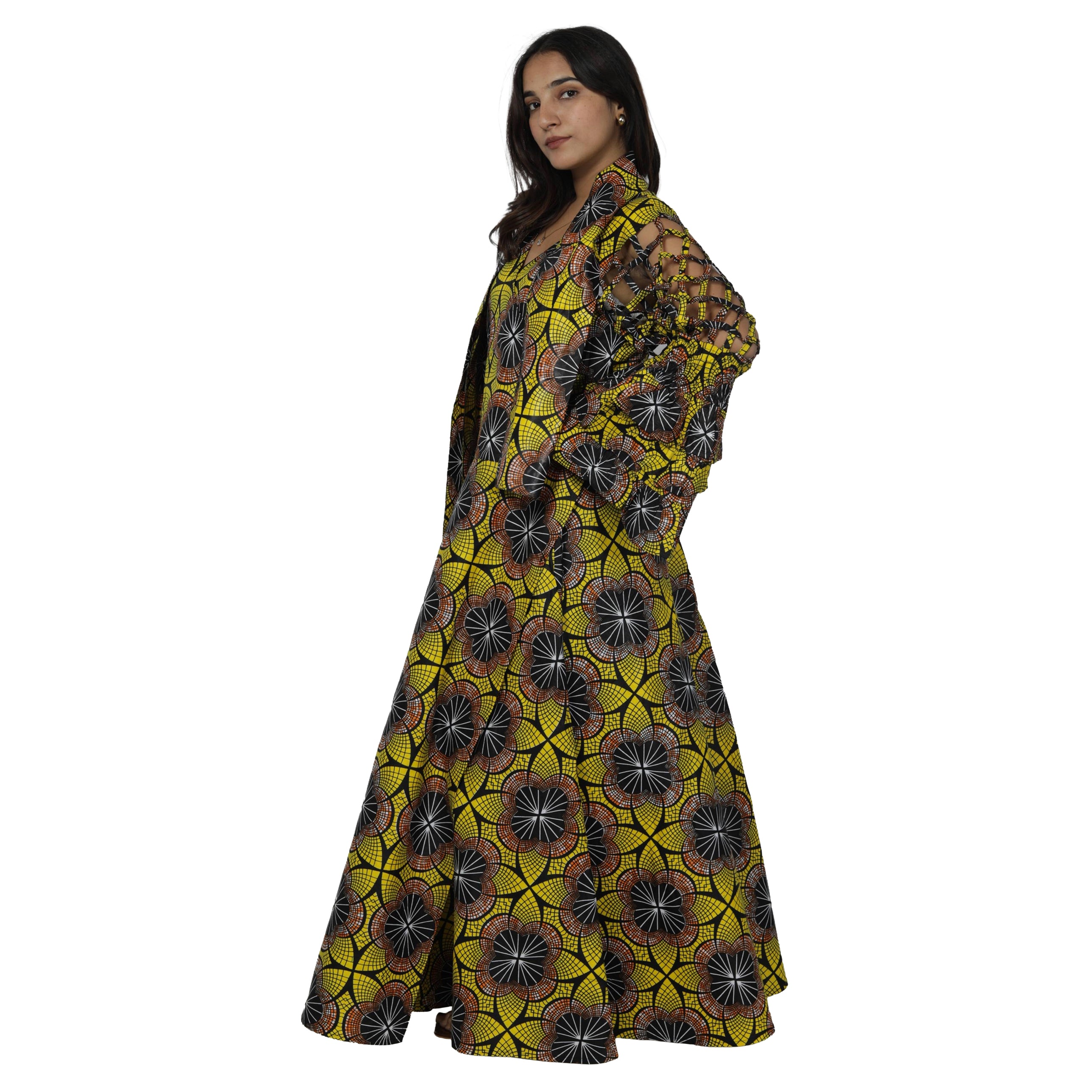 Women's Cage Sleeve Maxi Wrap Dress -- FI-ST71 FS