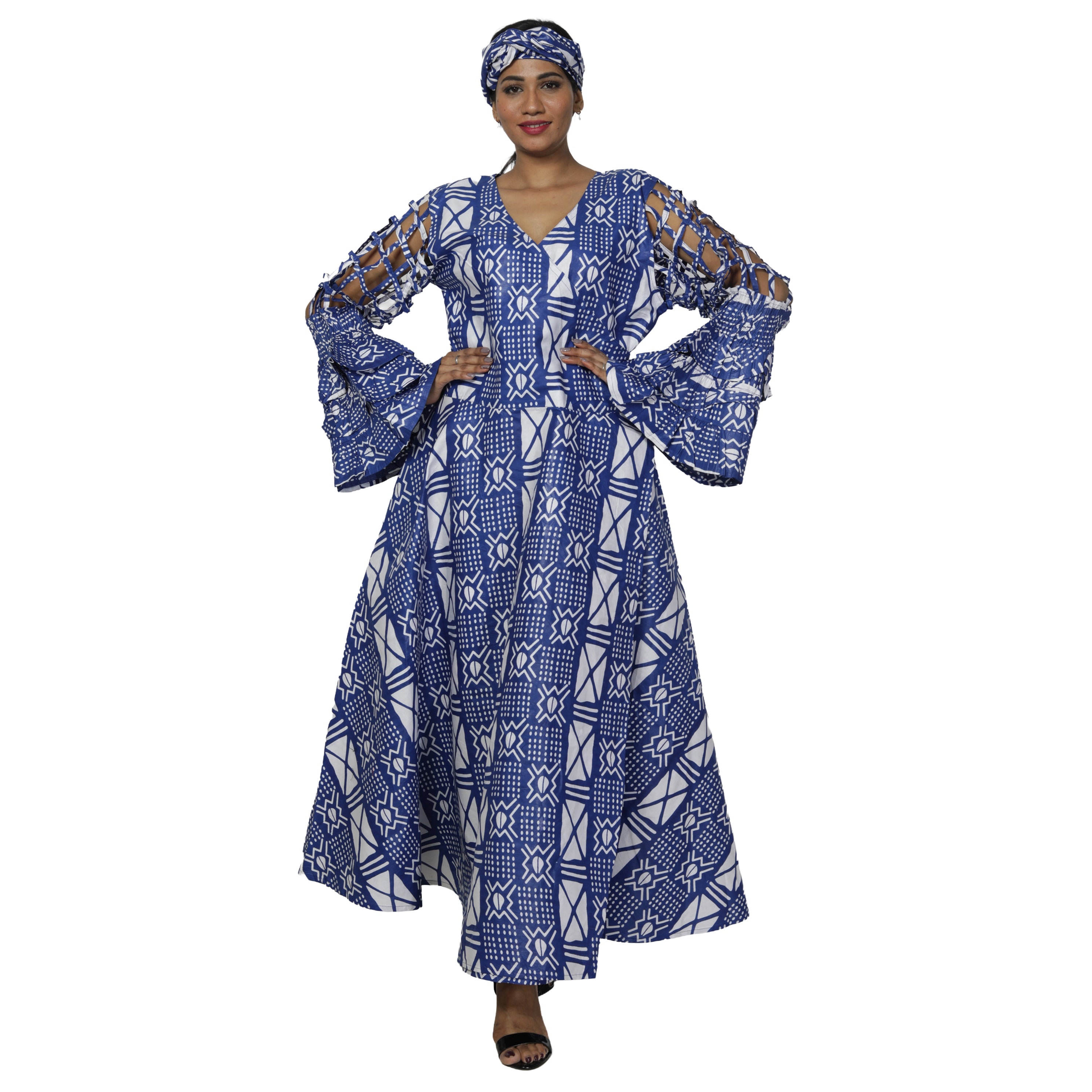 Women's Cage Sleeve Maxi Wrap Dress -- FI-ST71 FS