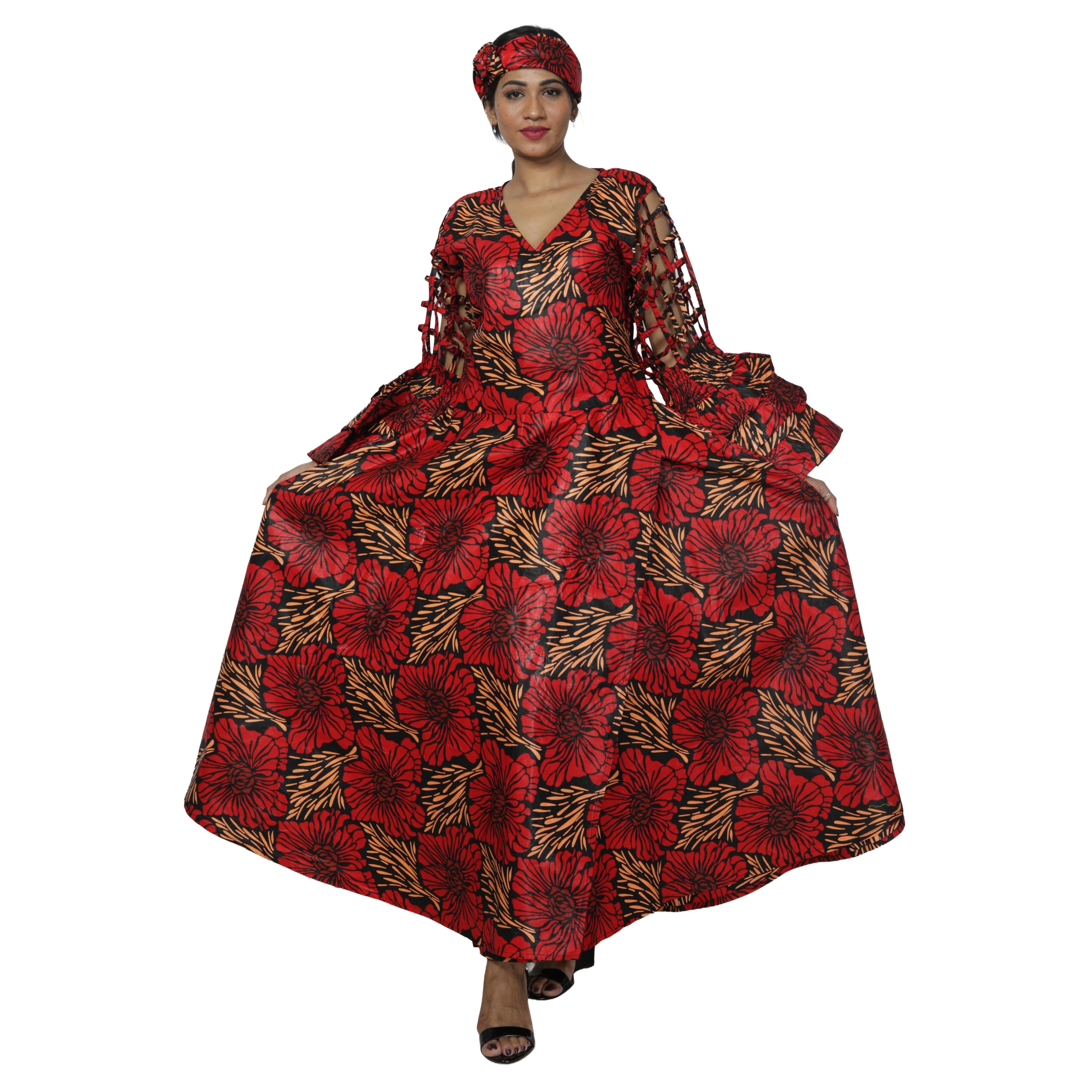 Women's Cage Sleeve Maxi Wrap Dress -- FI-ST71 FS