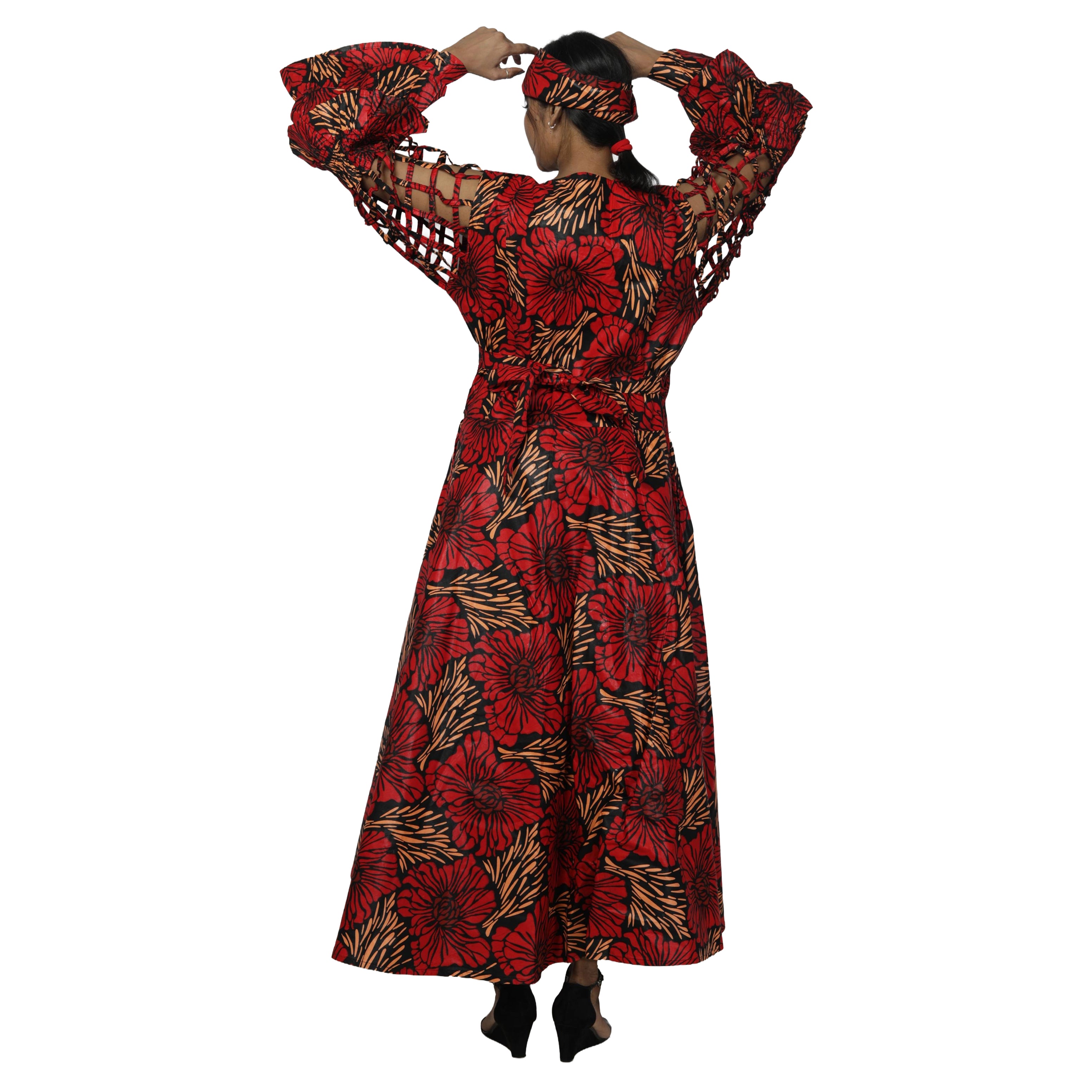 Women's Cage Sleeve Maxi Wrap Dress -- FI-ST71 FS