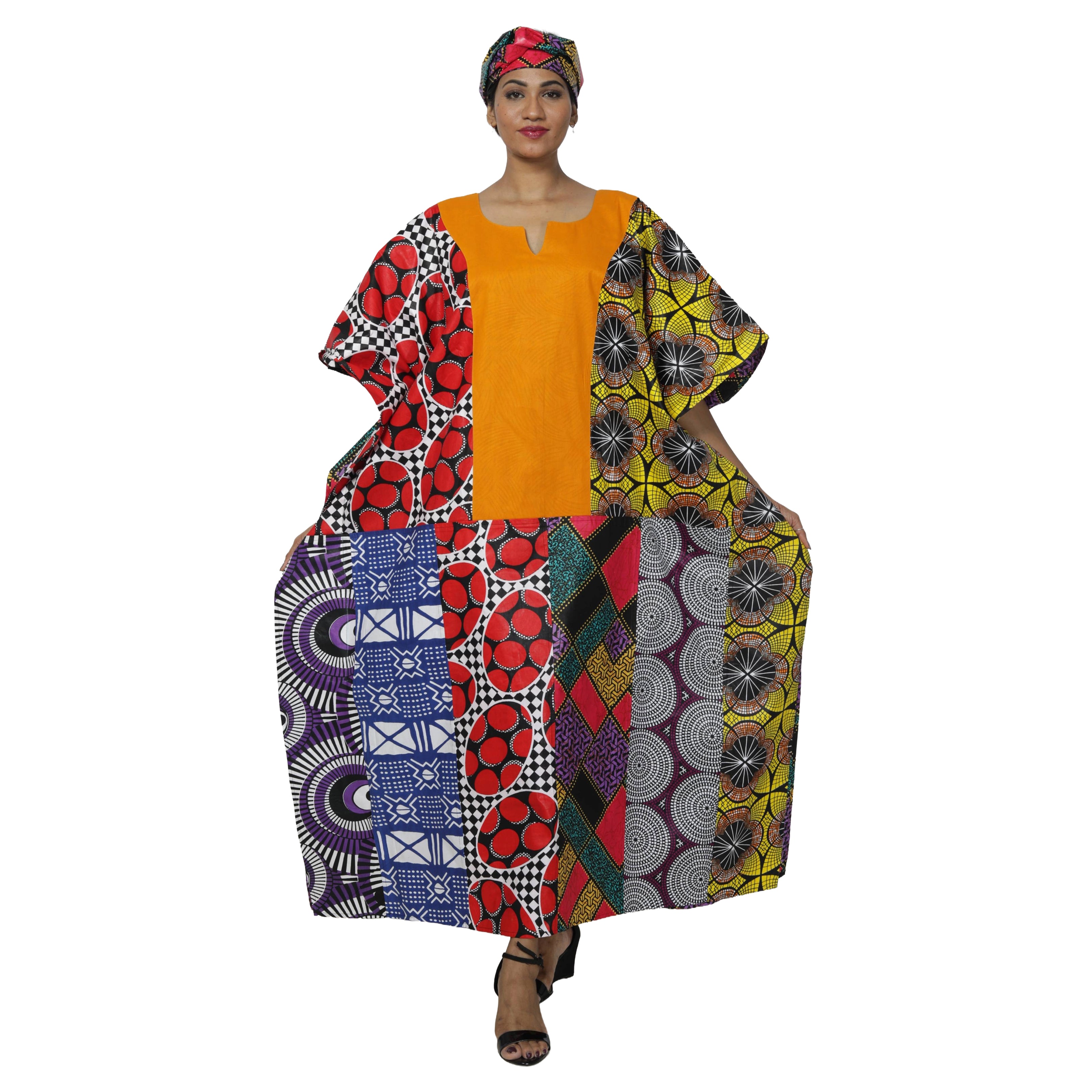 Women's African Print Patchwork Kaftan -- FI-9011