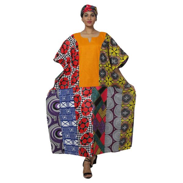 Women's African Print Patchwork Kaftan -- FI-9011