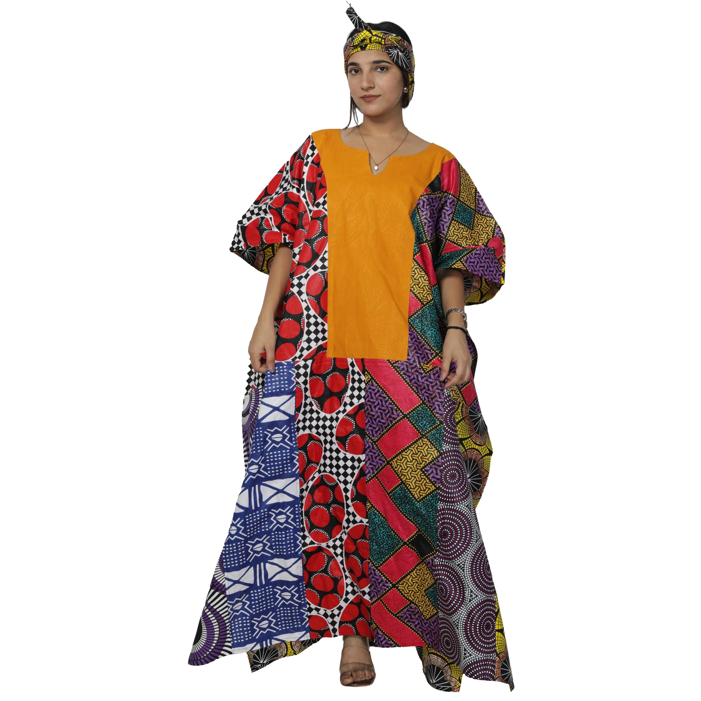 Women's African Print Patchwork Kaftan -- FI-9011