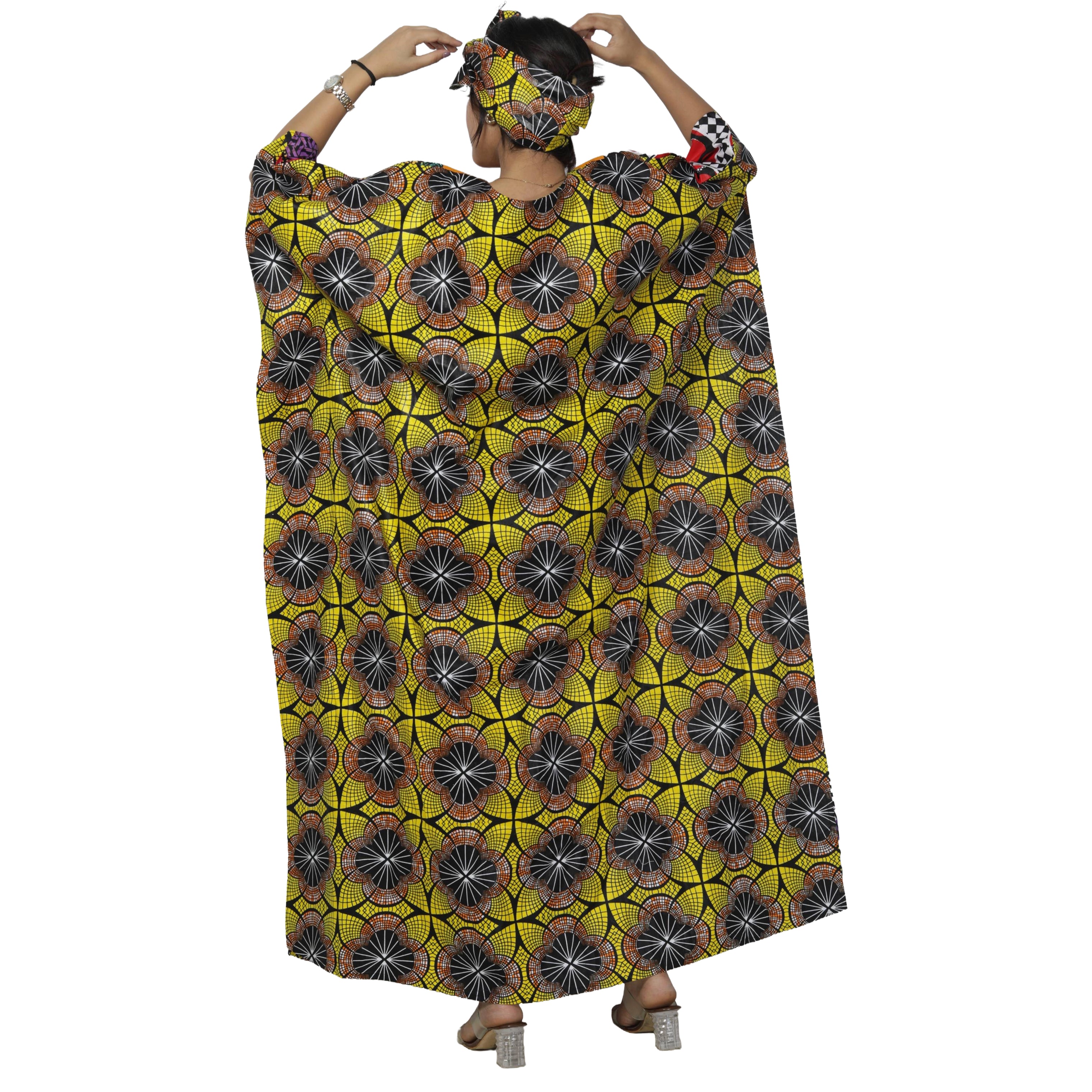 Women's African Print Patchwork Kaftan -- FI-9011