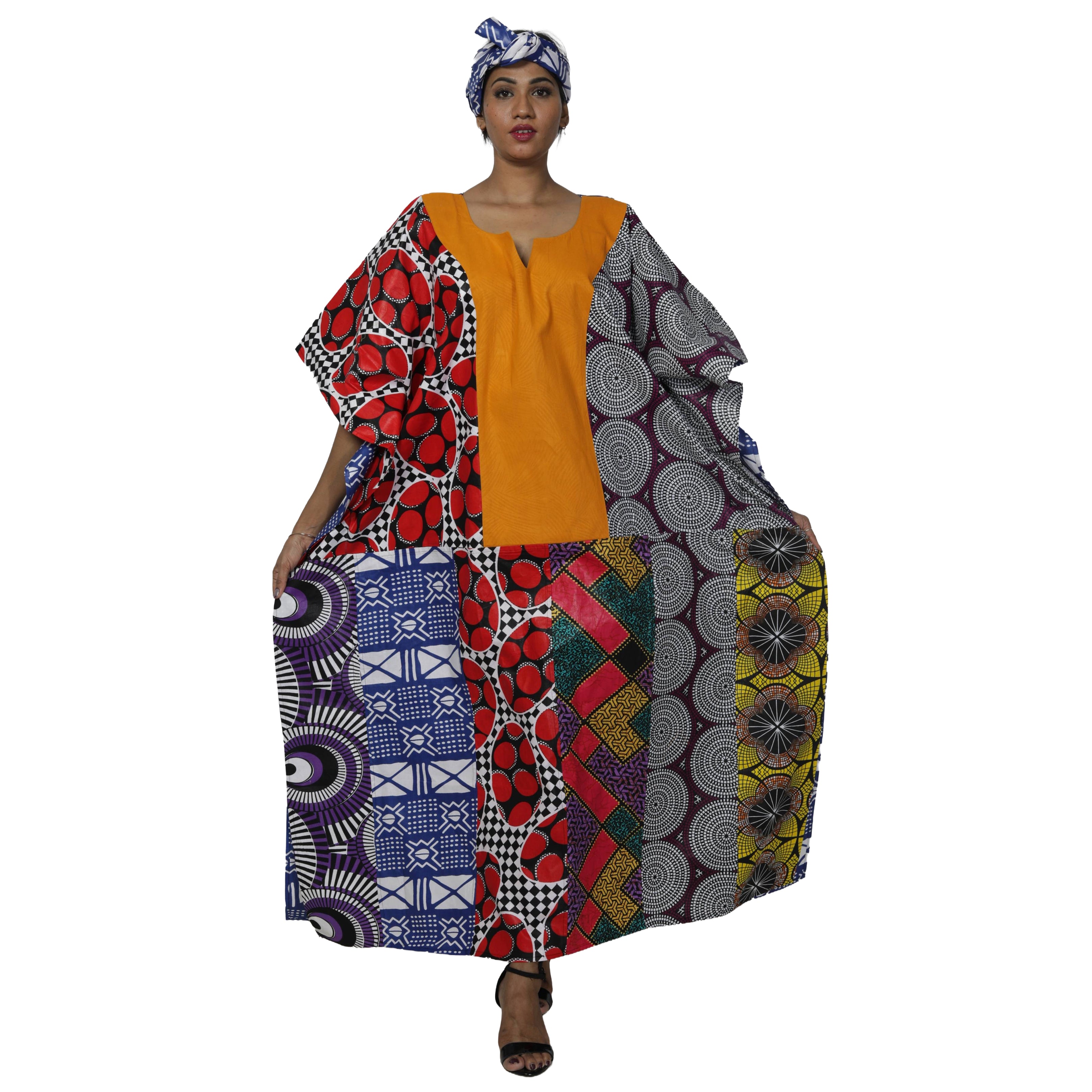 Women's African Print Patchwork Kaftan -- FI-9011