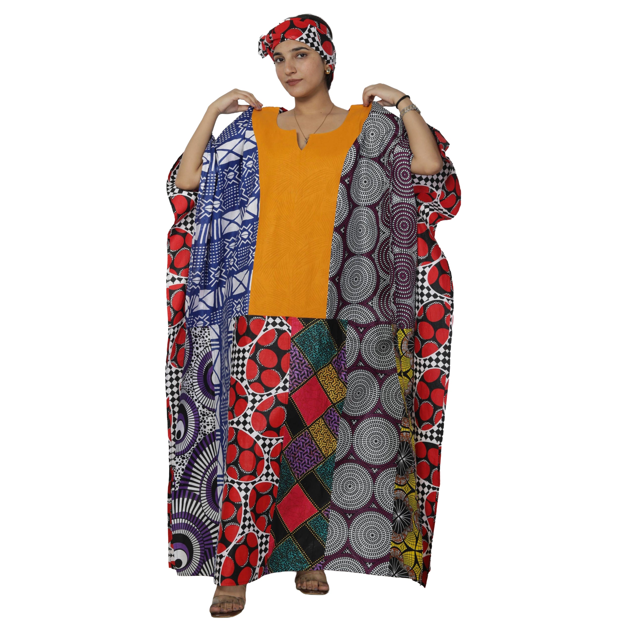 Women's African Print Patchwork Kaftan -- FI-9011