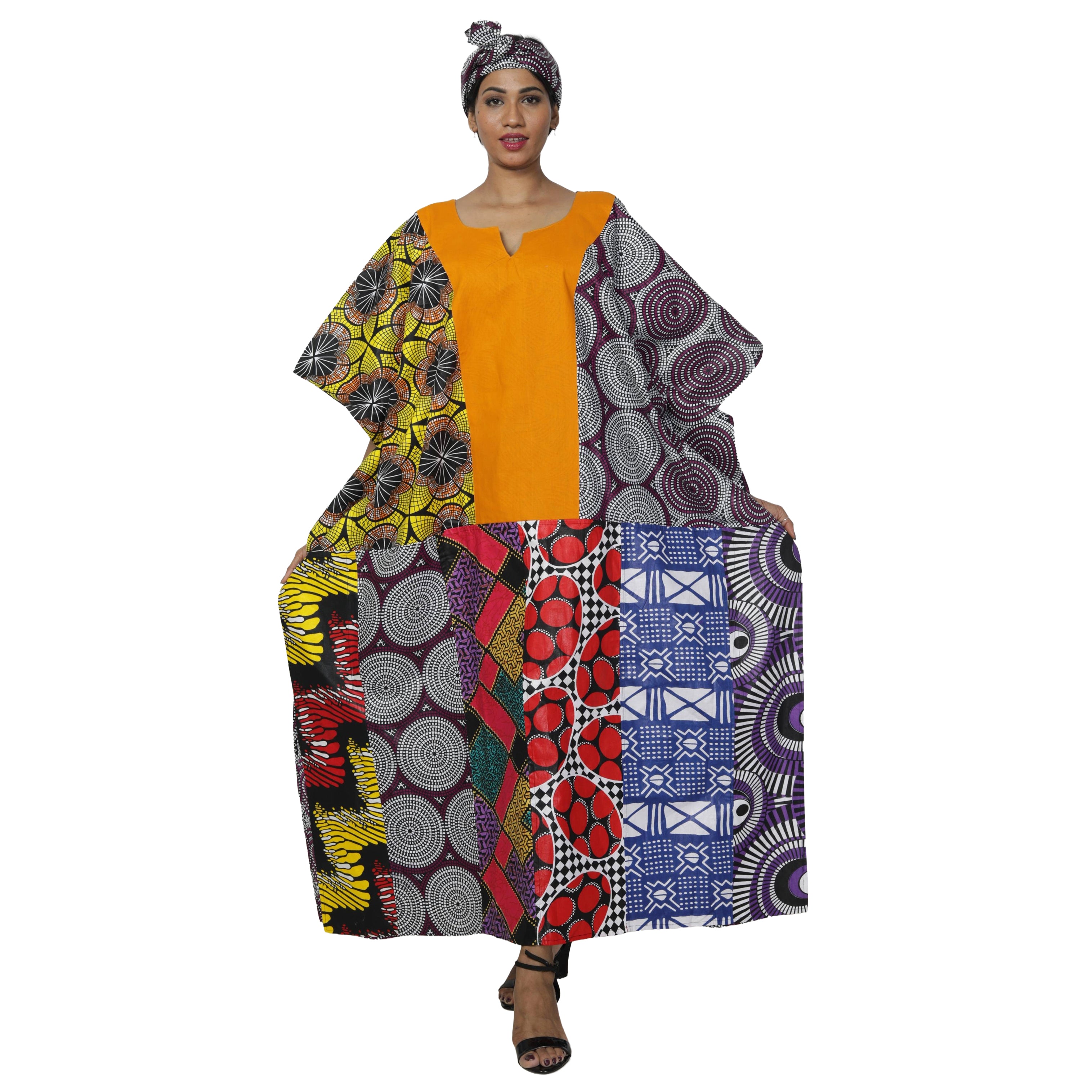 Women's African Print Patchwork Kaftan -- FI-9011