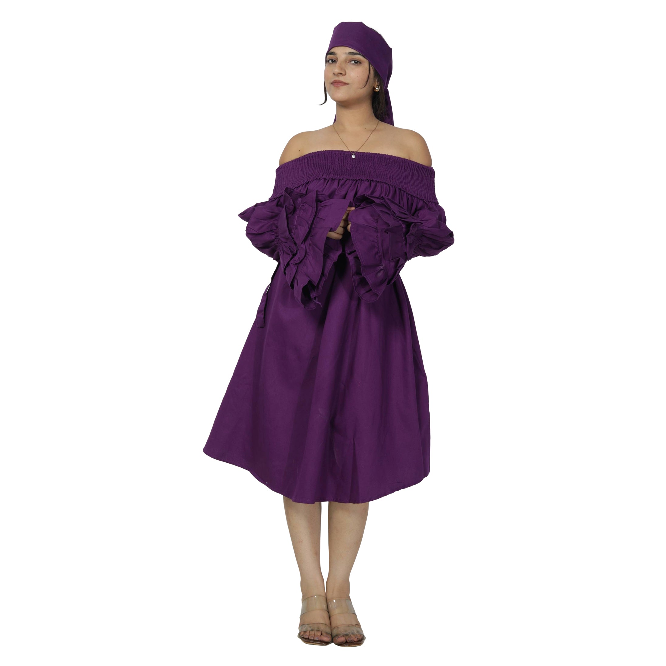 Women's Denim Off Shoulder Mini Dress -- FI-D3006