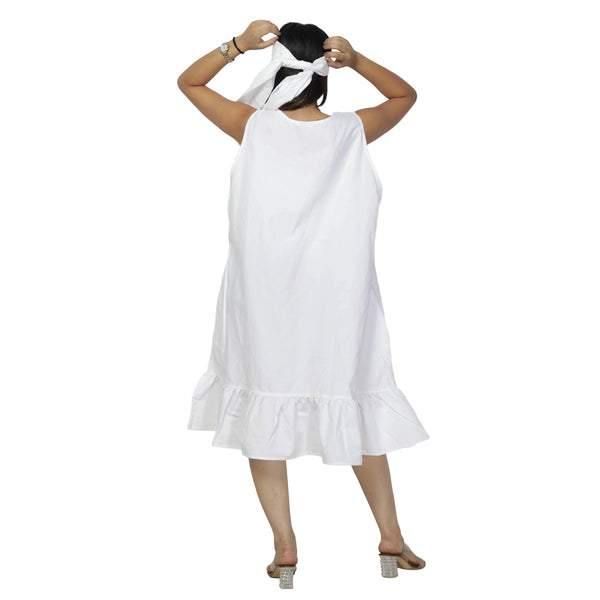 Women's Denim Dress with Flower Applique -- FI-D2074