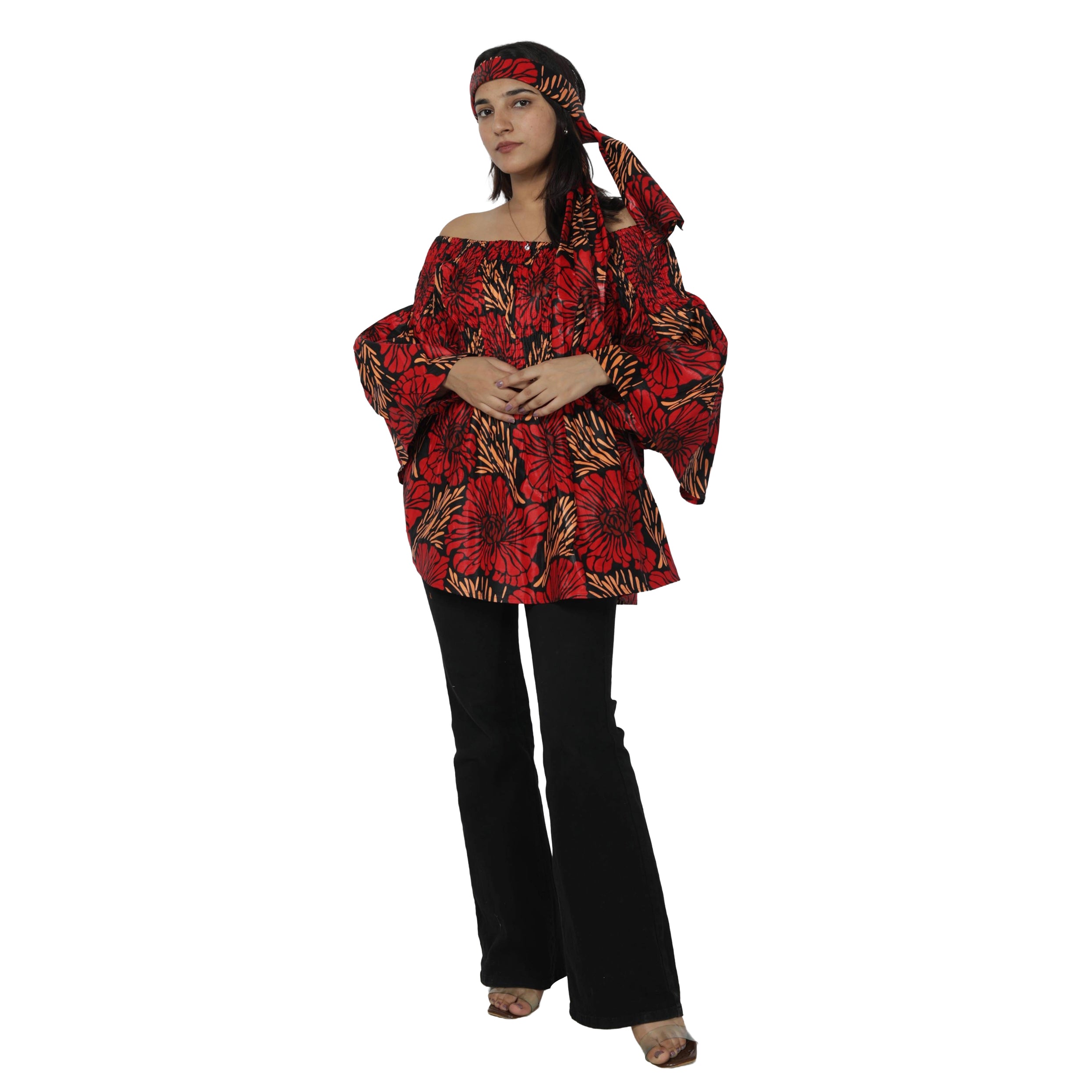 Women's African Off Shoulder Peplum Tunic -- FI-2039