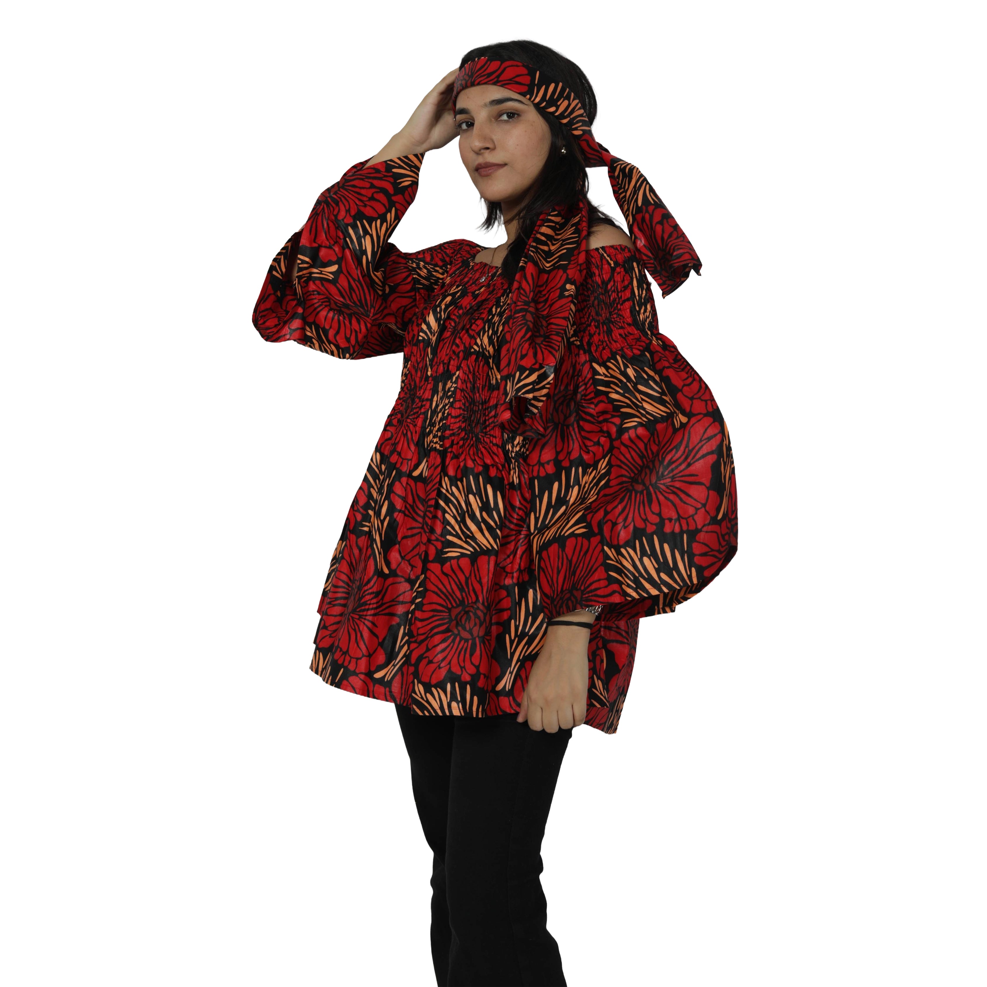 Women's African Off Shoulder Peplum Tunic -- FI-2039