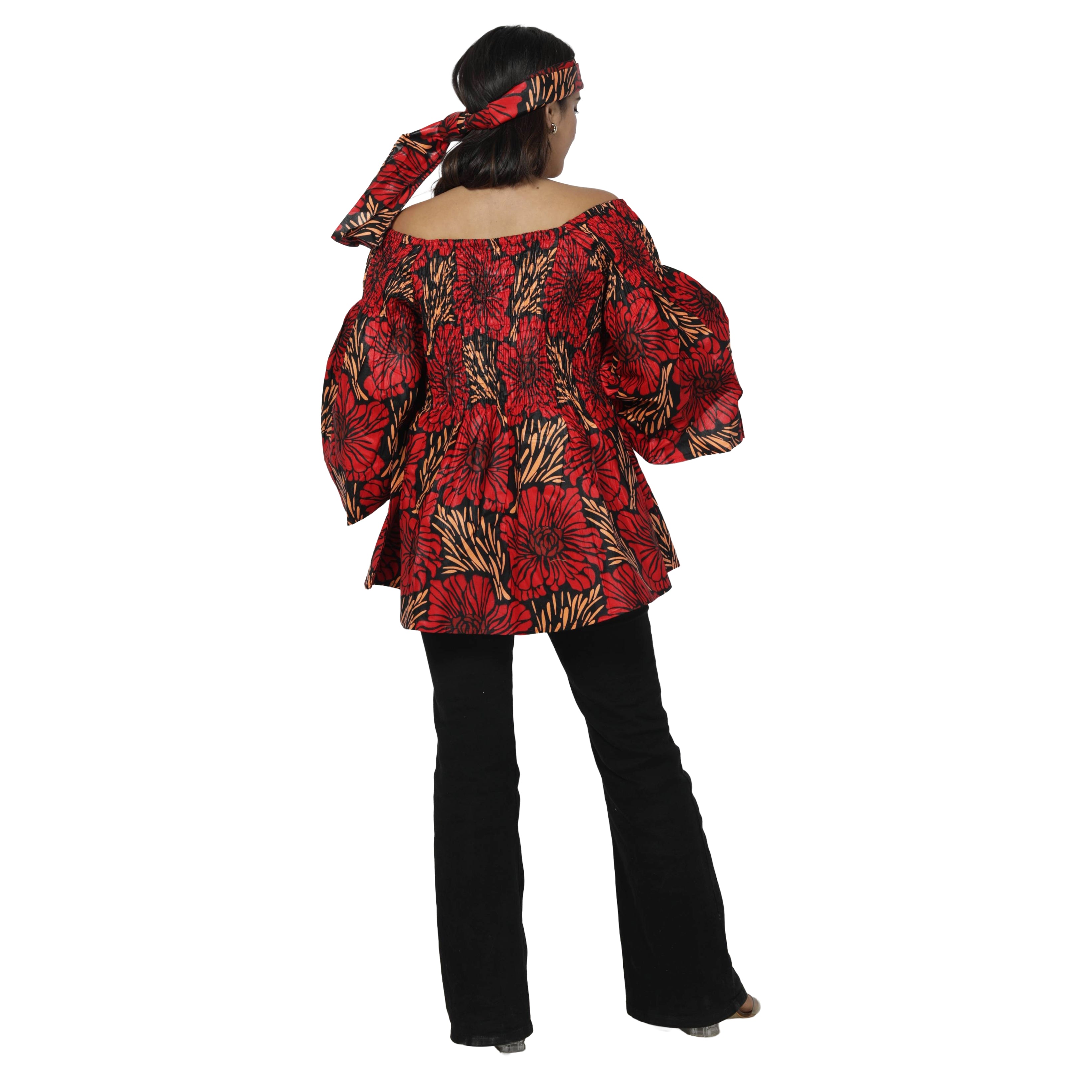 Women's African Off Shoulder Peplum Tunic -- FI-2039