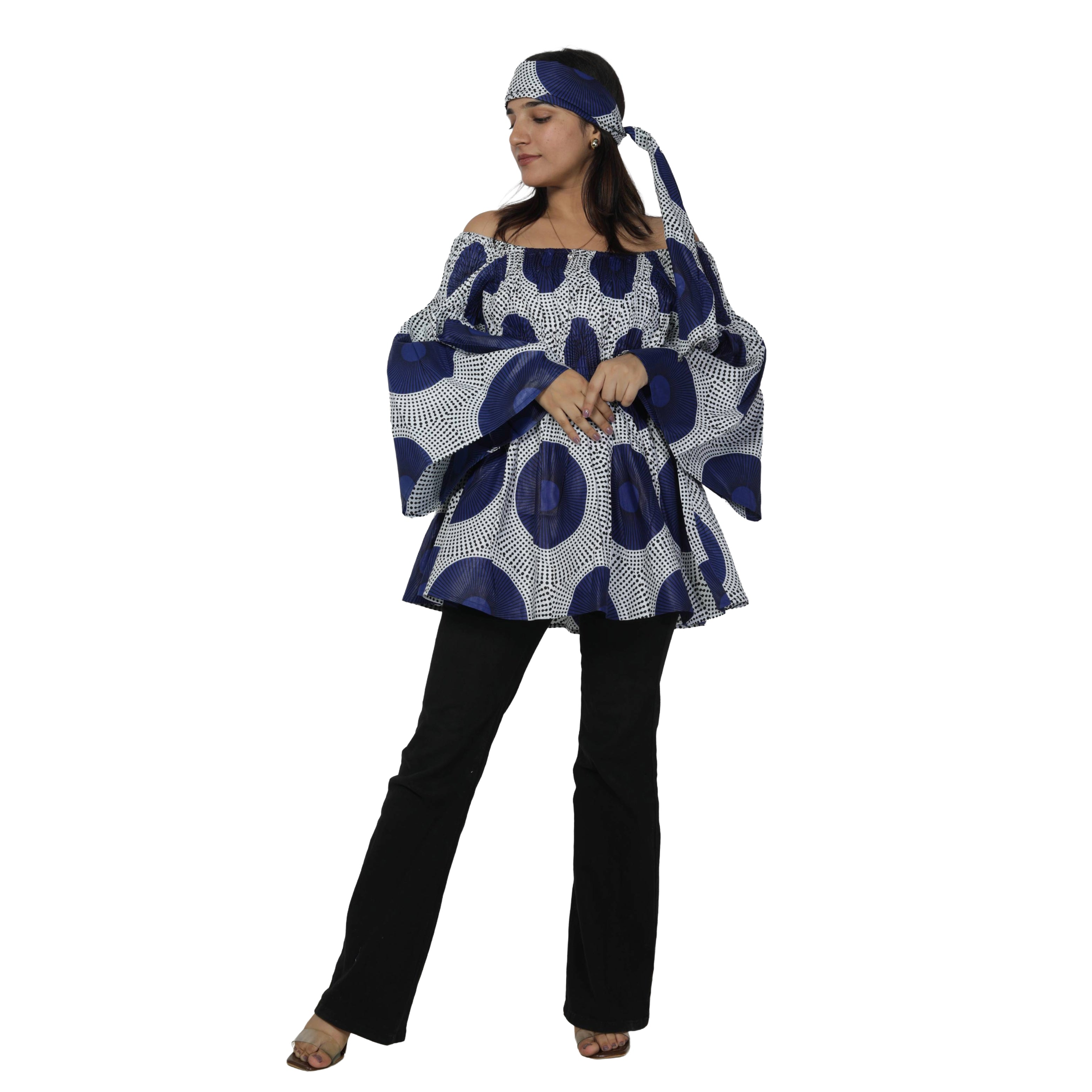 Women's African Off Shoulder Peplum Tunic -- FI-2039