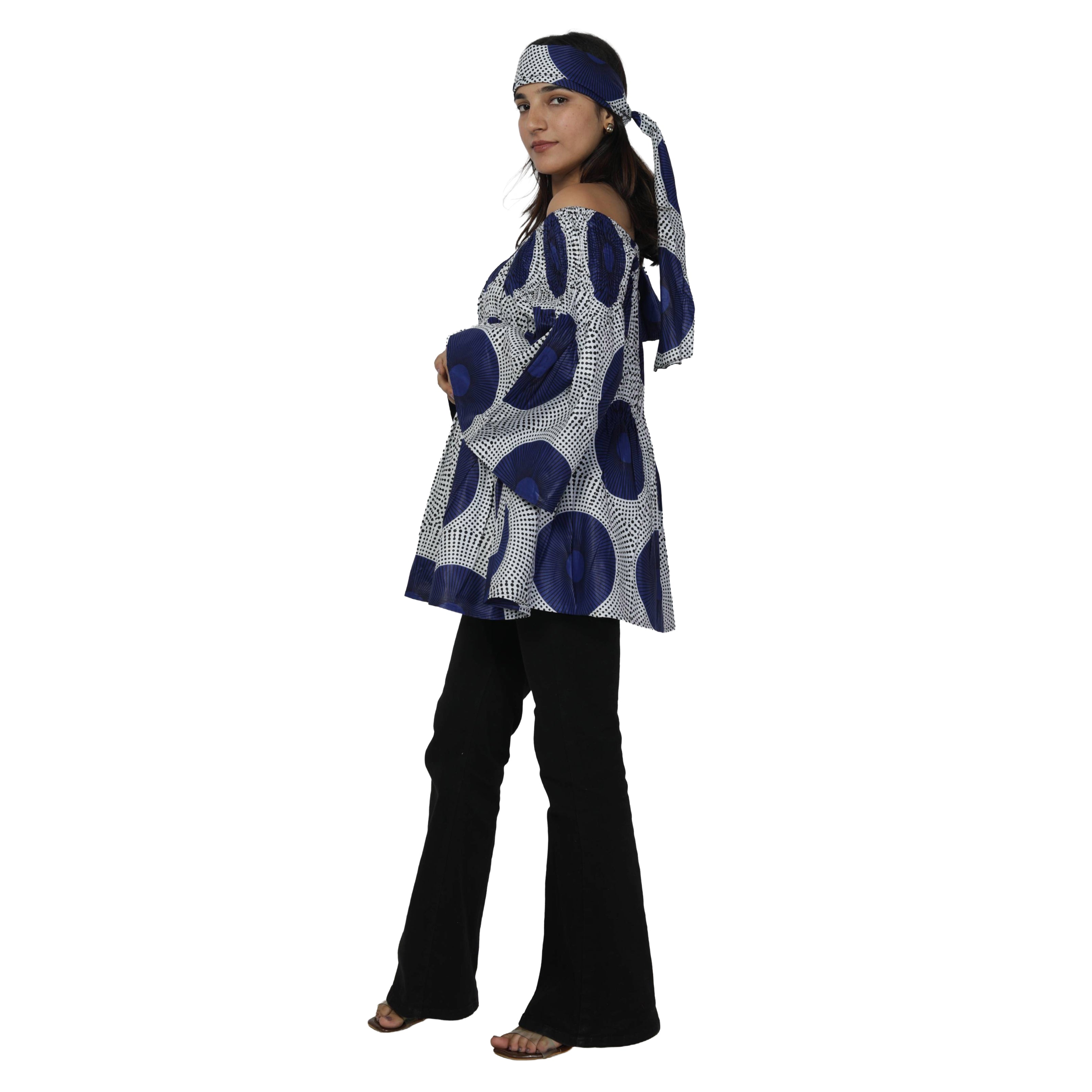 Women's African Off Shoulder Peplum Tunic -- FI-2039