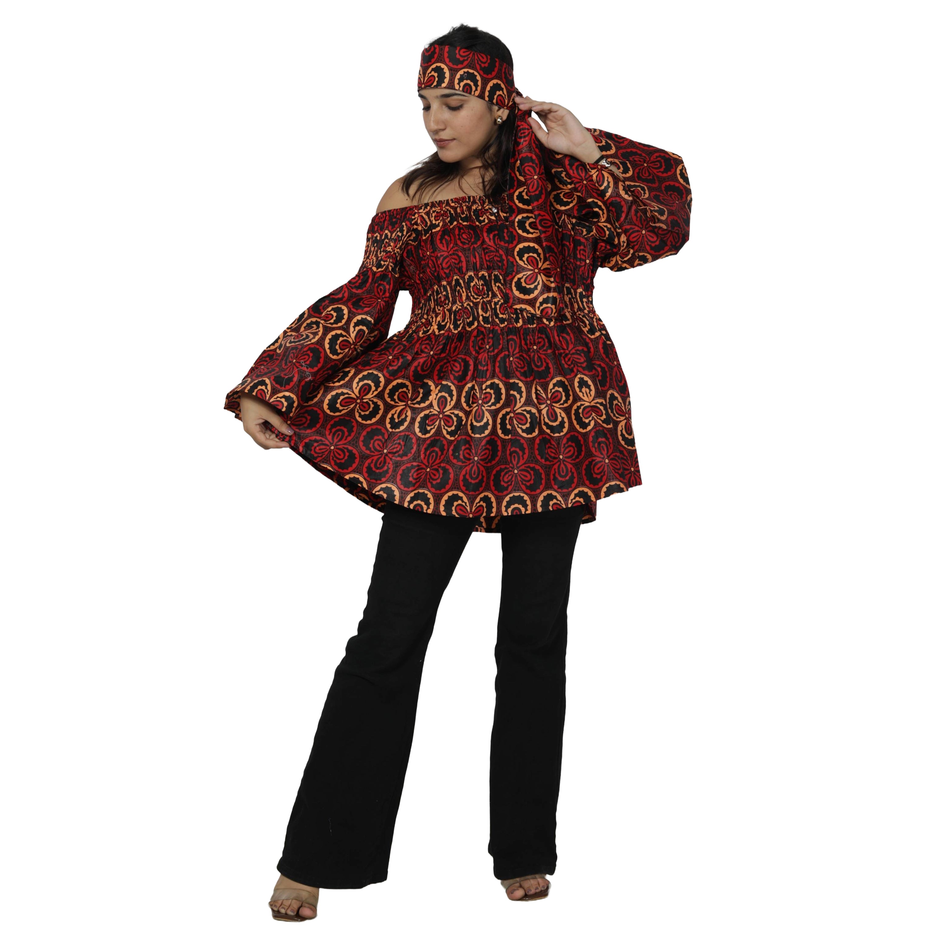 Women's African Off Shoulder Peplum Tunic -- FI-2039