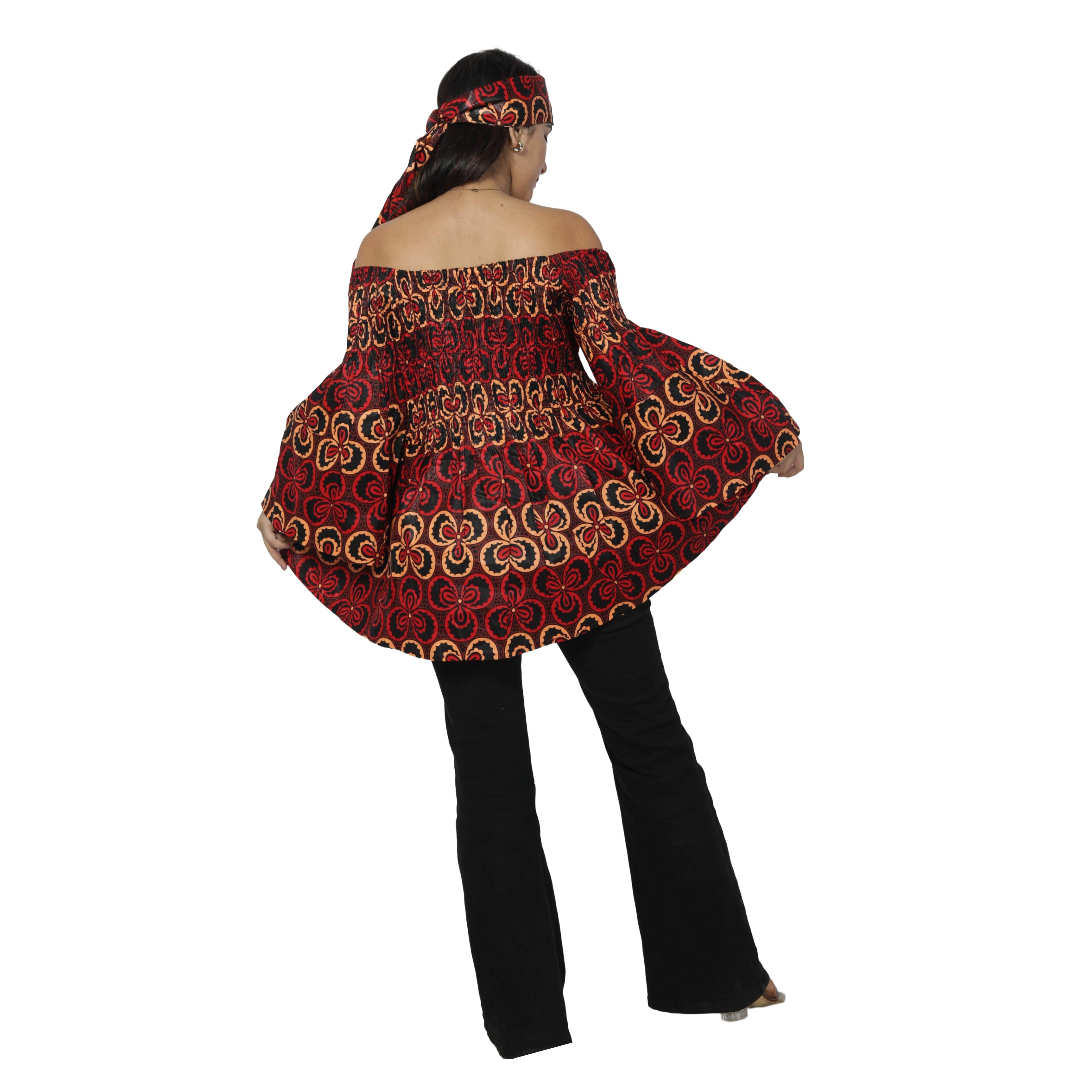 Women's African Off Shoulder Peplum Tunic -- FI-2039