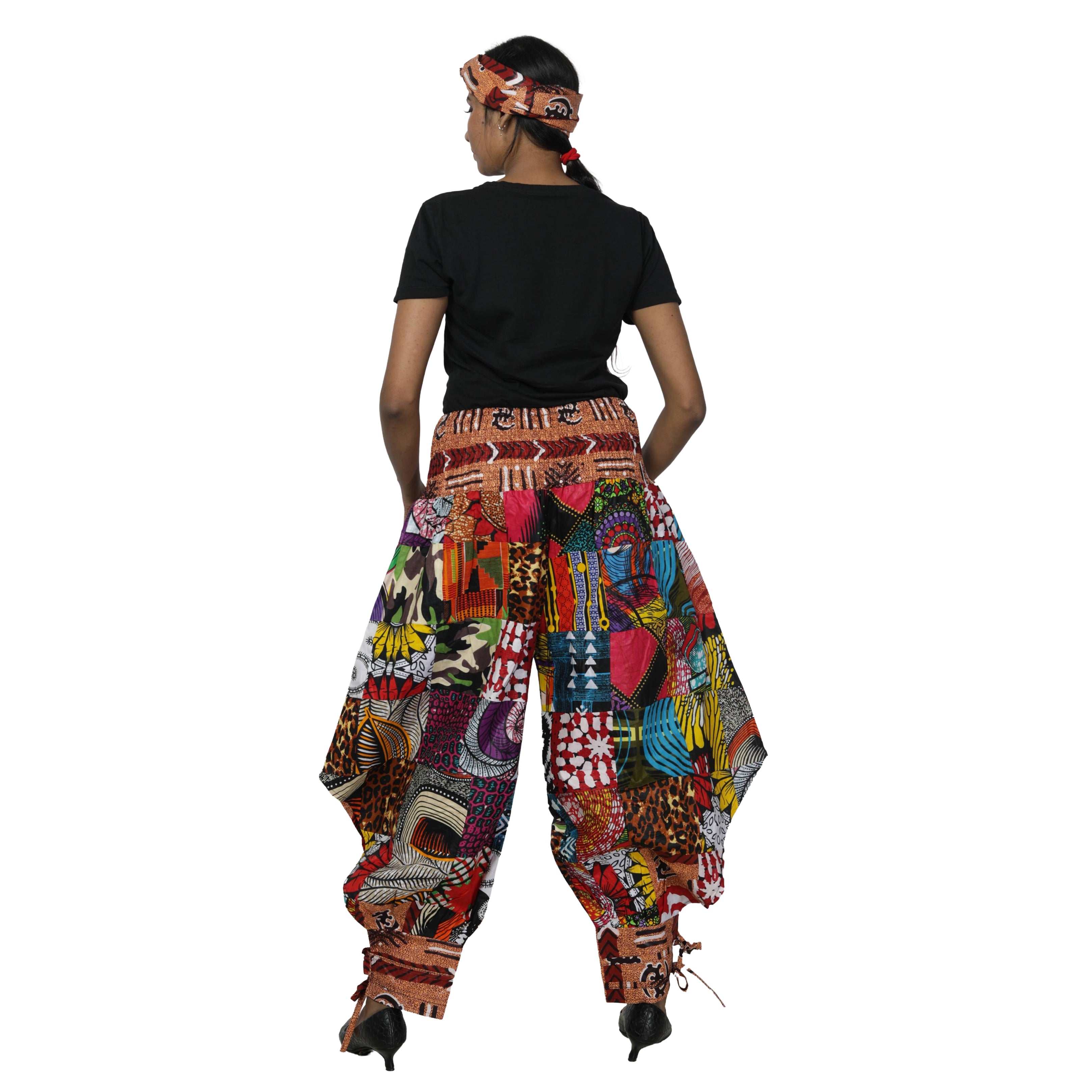 Women's Patchwork Jogger Pants with Ties -- FI-140P
