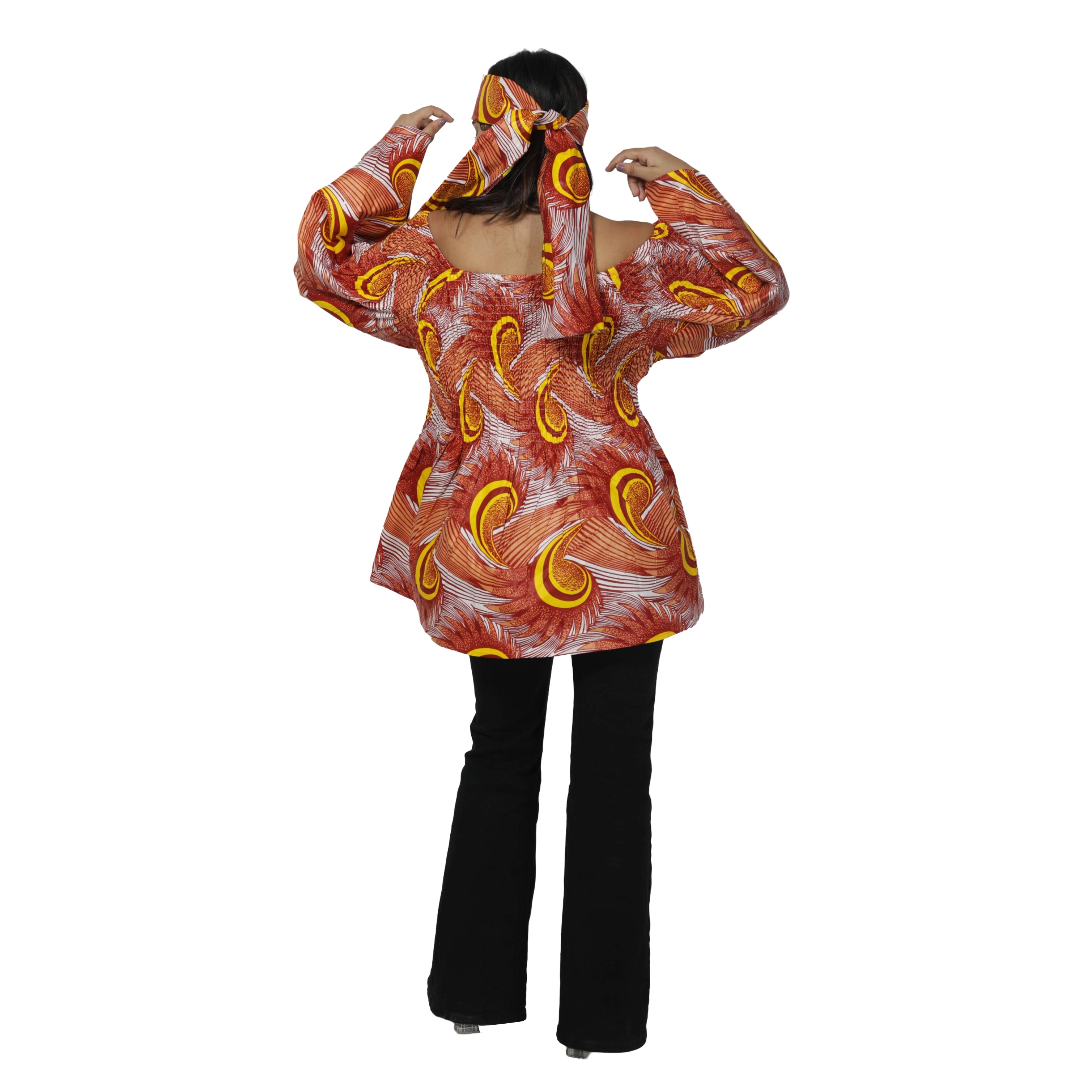 Women's African Off Shoulder Peplum Tunic -- FI-2039