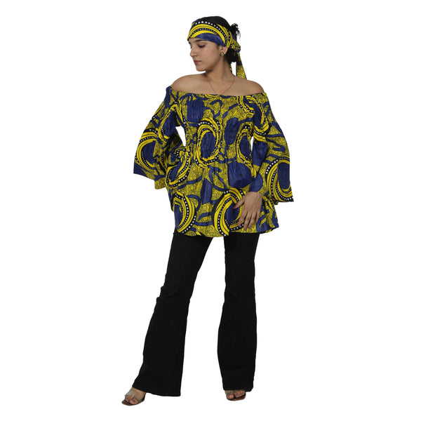 Women's African Off Shoulder Peplum Tunic -- FI-2039
