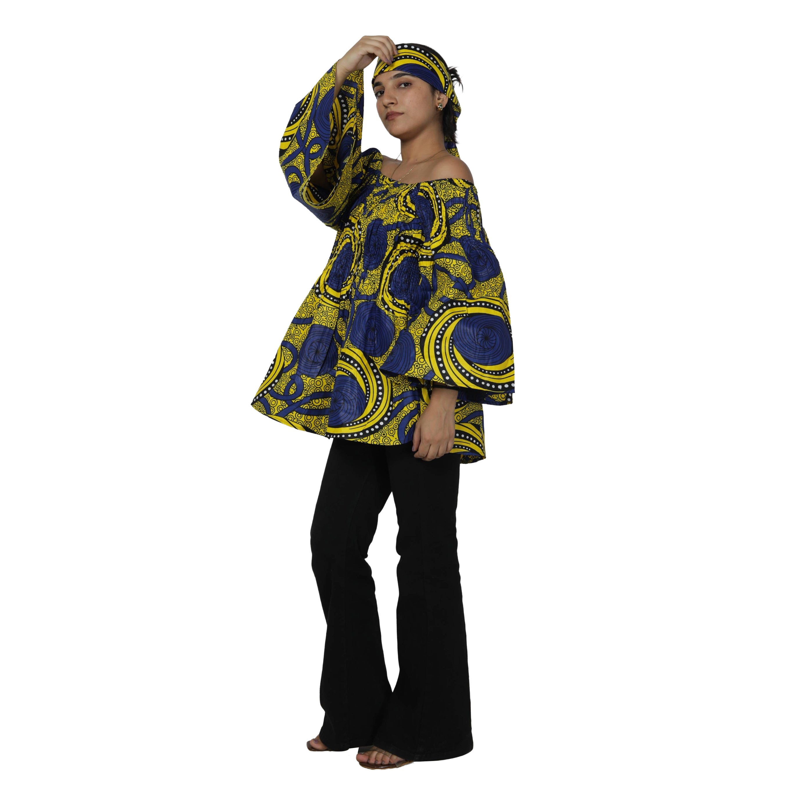 Women's African Off Shoulder Peplum Tunic -- FI-2039