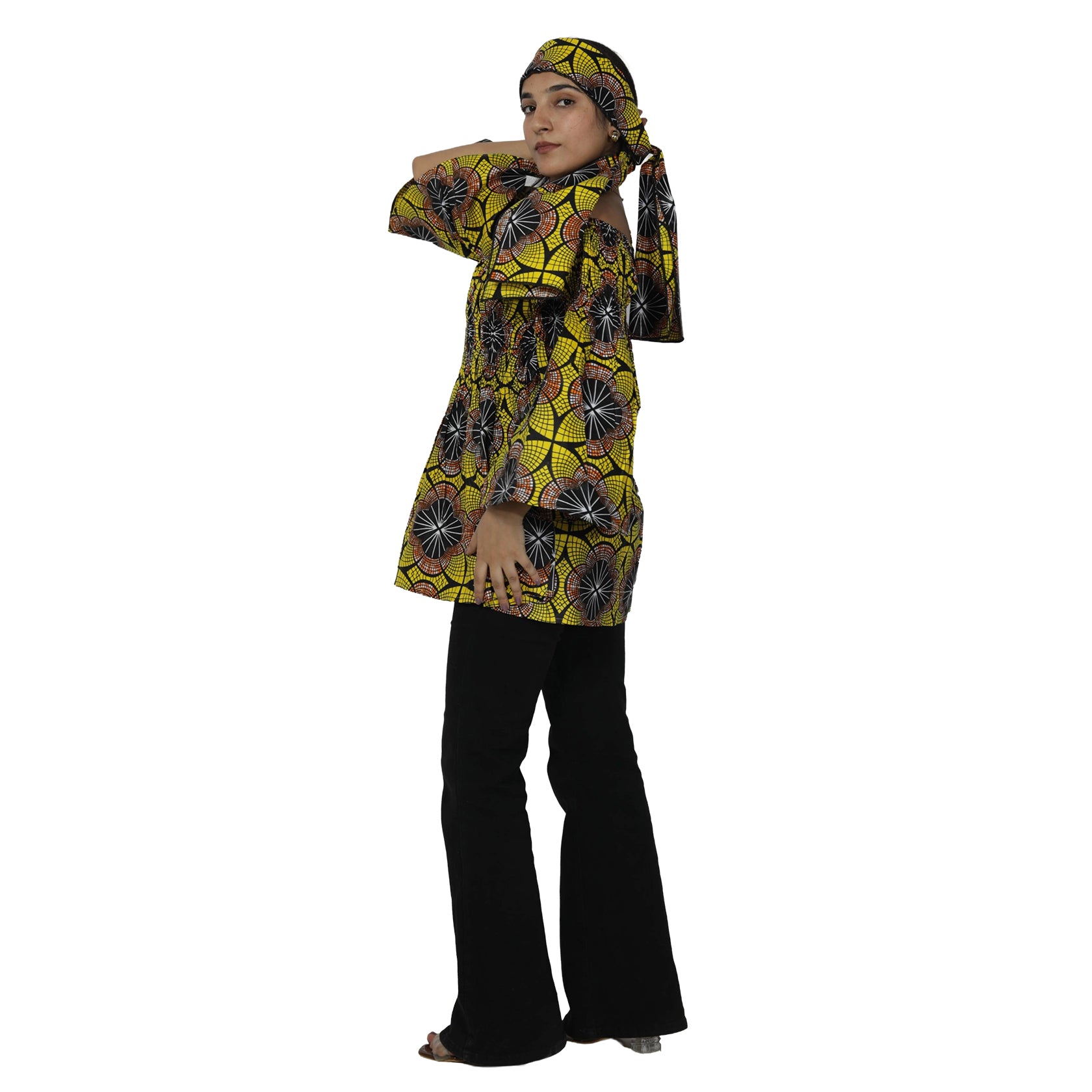 Women's African Off Shoulder Peplum Tunic -- FI-2039