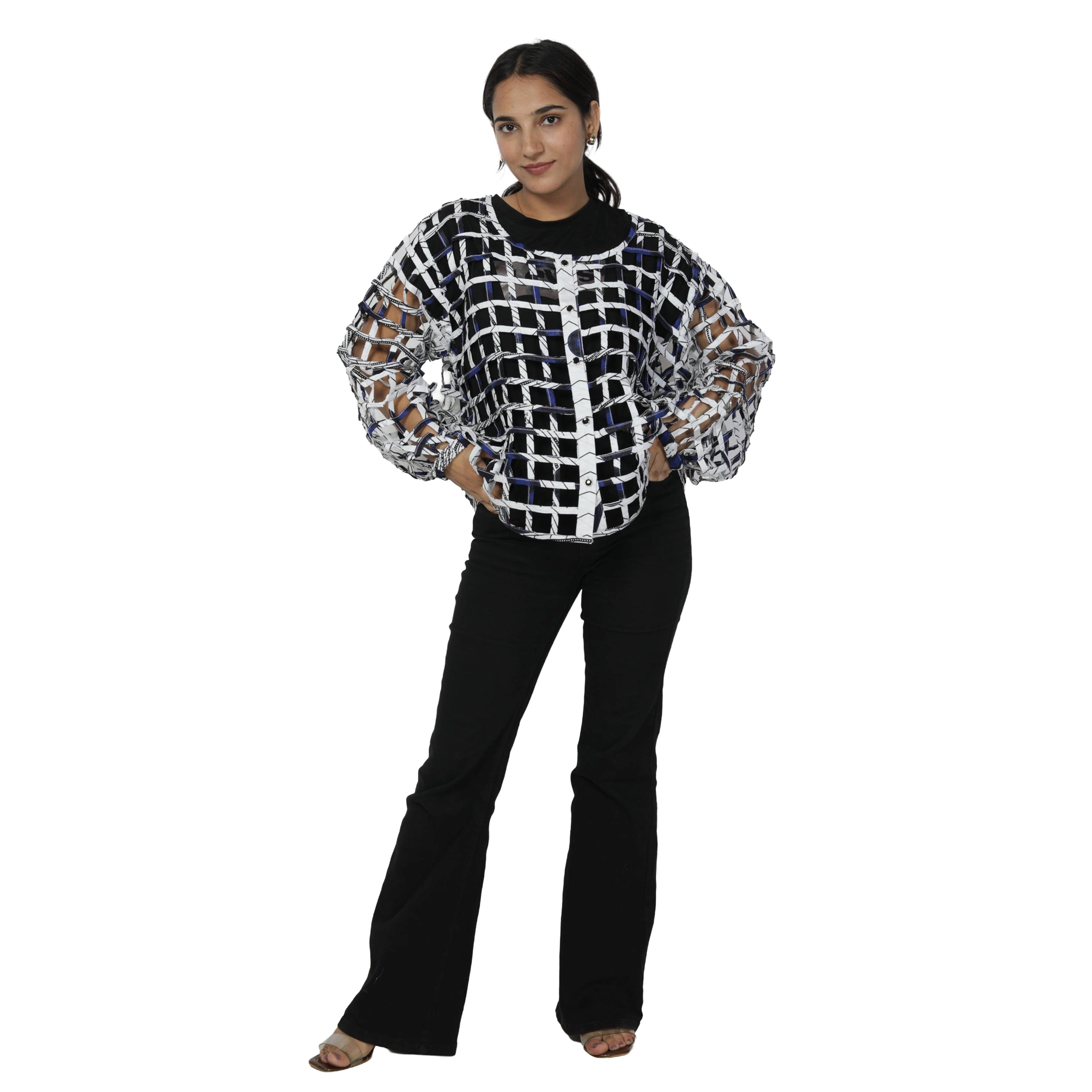 Women's Short Cage Jacket with Buttons -- FI-ST131
