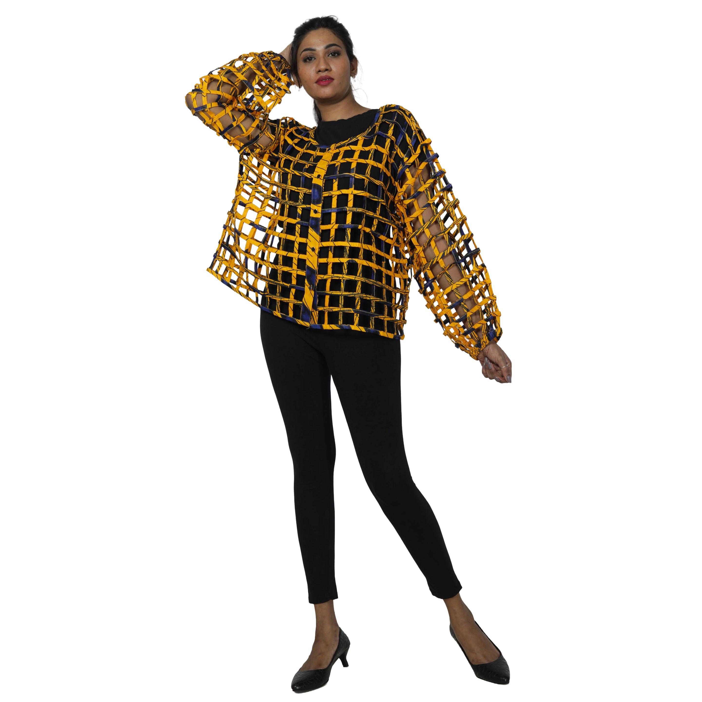 Women's Short Cage Jacket with Buttons -- FI-ST131