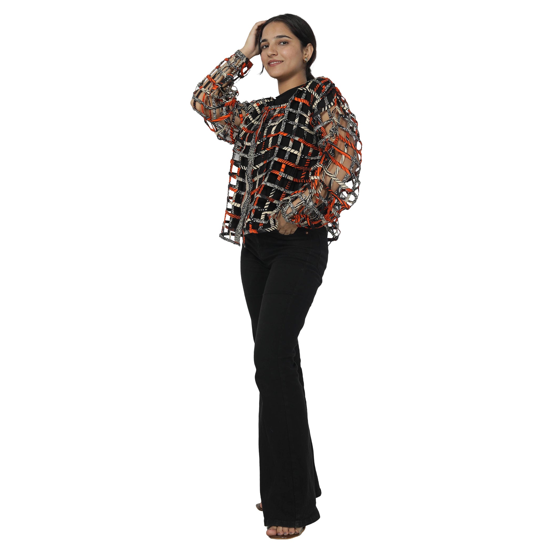 Women's Short Cage Jacket with Buttons -- FI-ST131